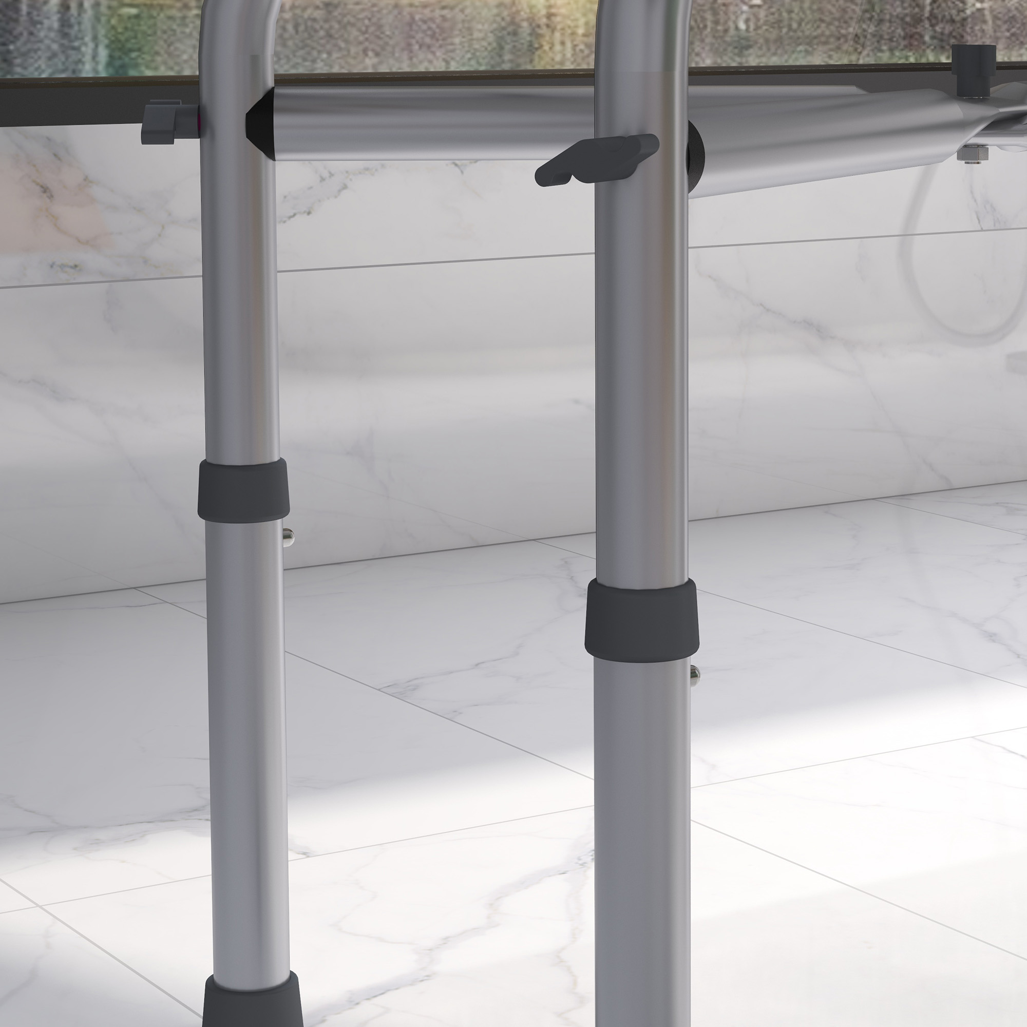 HOMCOM Aluminium Shower Stool for Elderly, Height Adjustable Shower Seat with Removable Padded Cushion, Shower Head Holder, Non-Slip Bath Stool for Seniors, Disabled, Pregnant, White 9