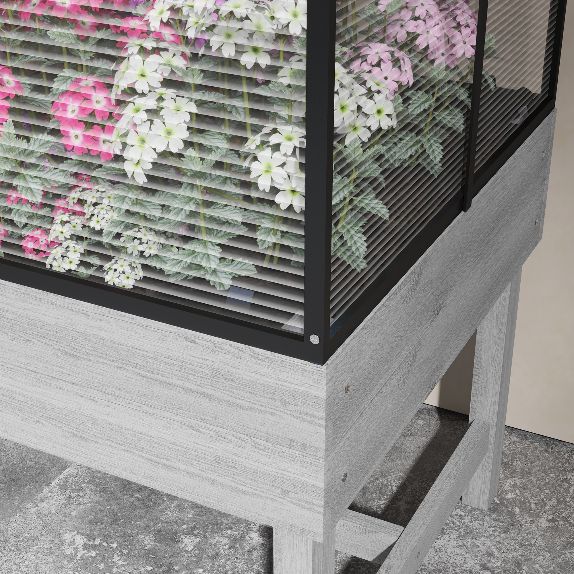 Outsunny 60 x 120cm Raised Garden Bed with Wooden Base Grey 8