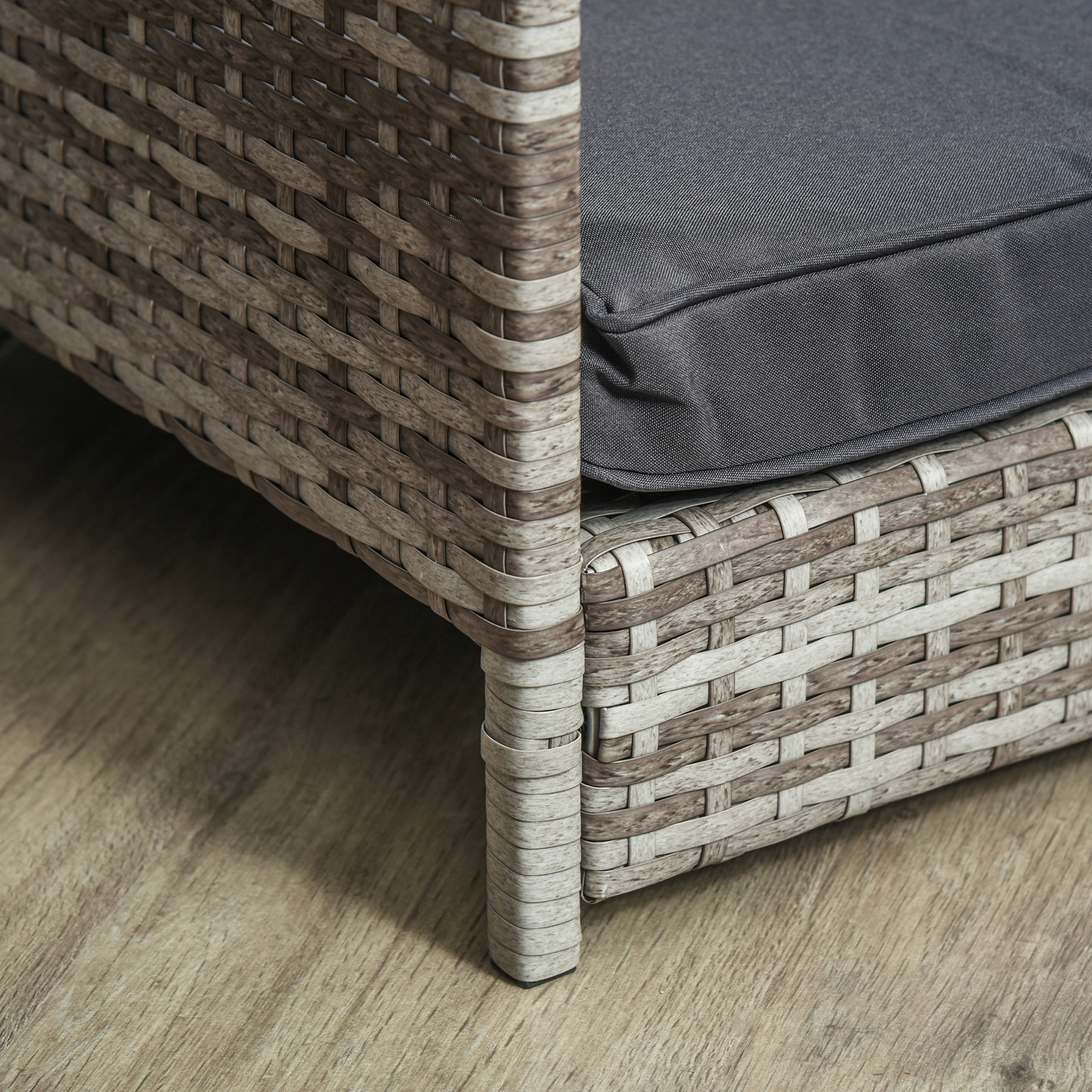 PawHut Wicker Dog House, Rattan Pet Bed, with Removable Cushion, Canopy, for Small and Medium Dogs Dark Grey 9