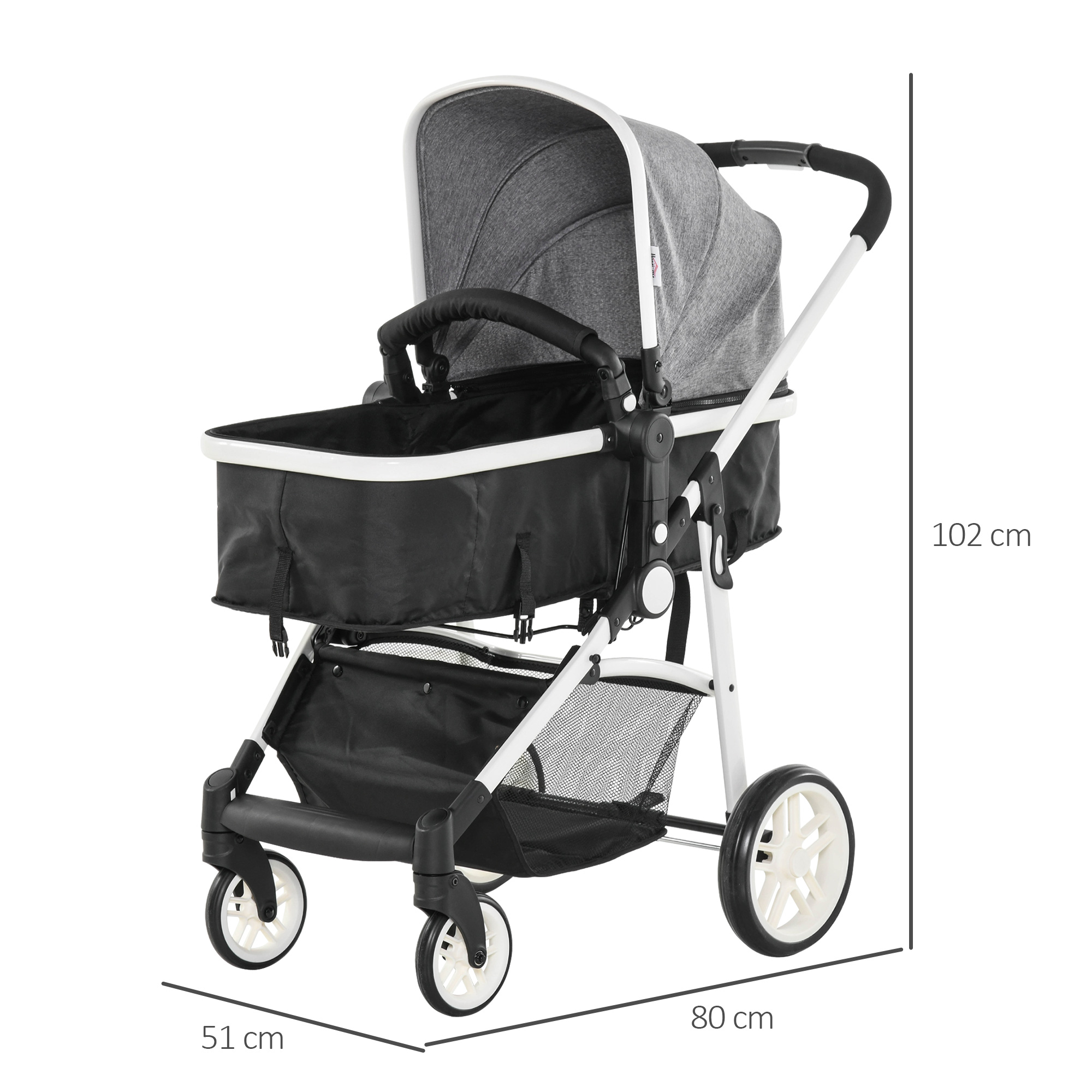Passeggino 2-in-1 Reclinabile Leggero In Alluminio Con Ruote Antiurto | COSTWAY