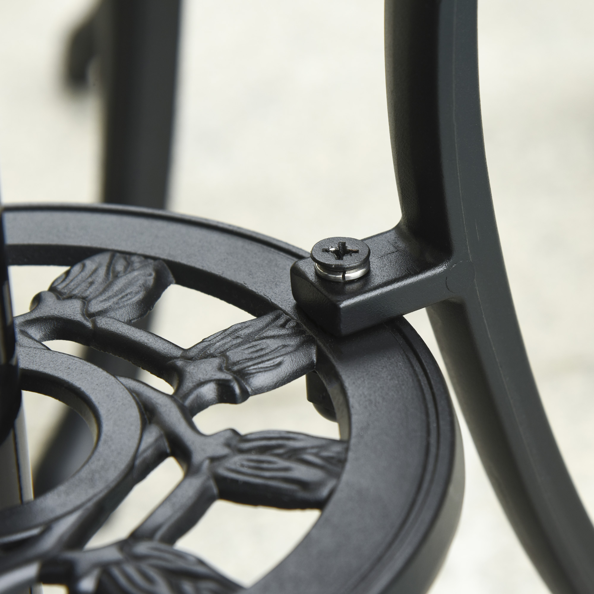 Ensemble Jardin Style Fer Forgé Ensemble Salon Jardin 2 Places Fonte Aluminium - Table Ronde 60 Cm 2 Chaises - Style Fer Forgé Noir Ensemble Bistro élégant