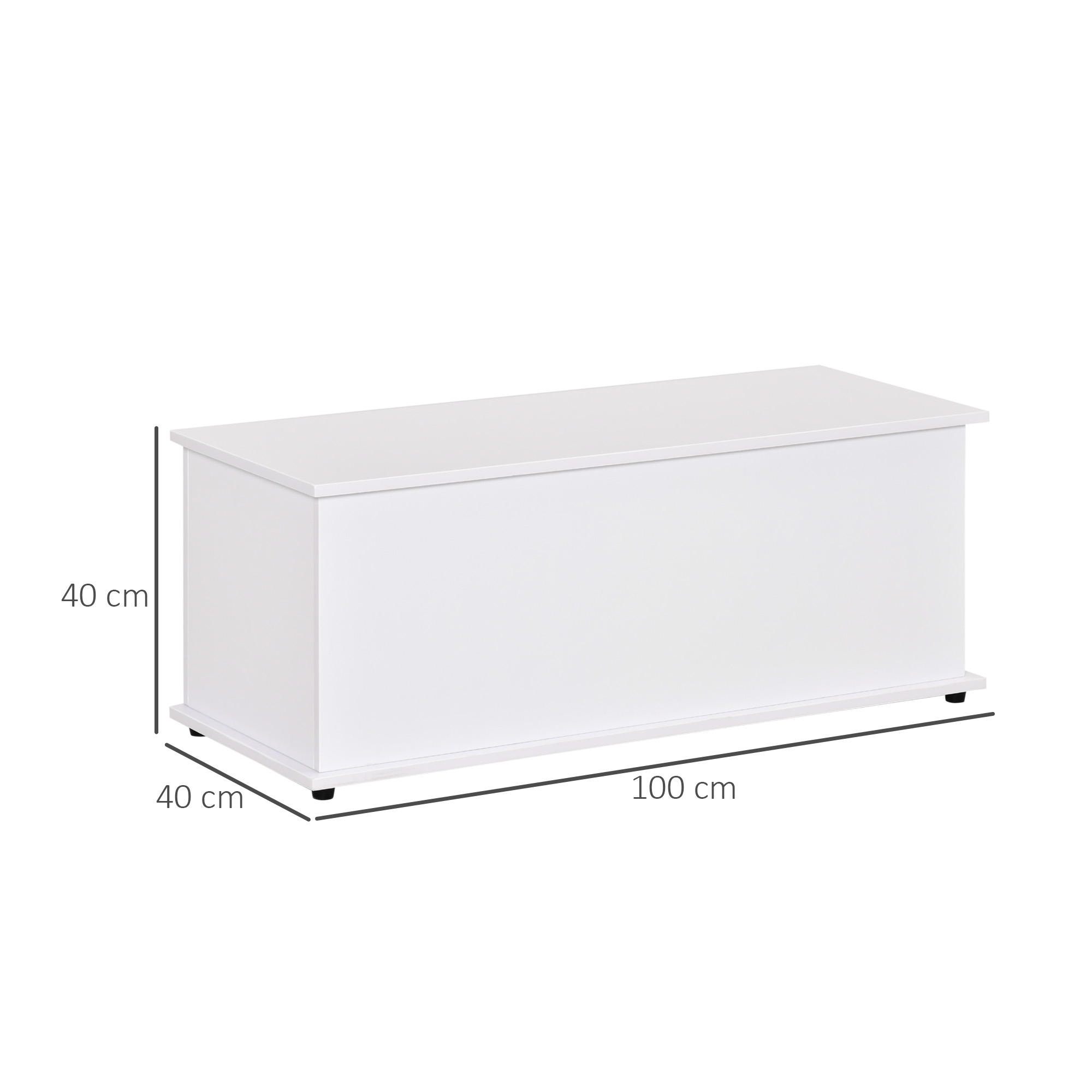 HOMCOM 113L Storage Chest, Storage Box with Flip-Top Lid and 2 Safety Hinges, Storage Trunk for Living Room, Entryway, 100 x 40 x 40 cm, White 3