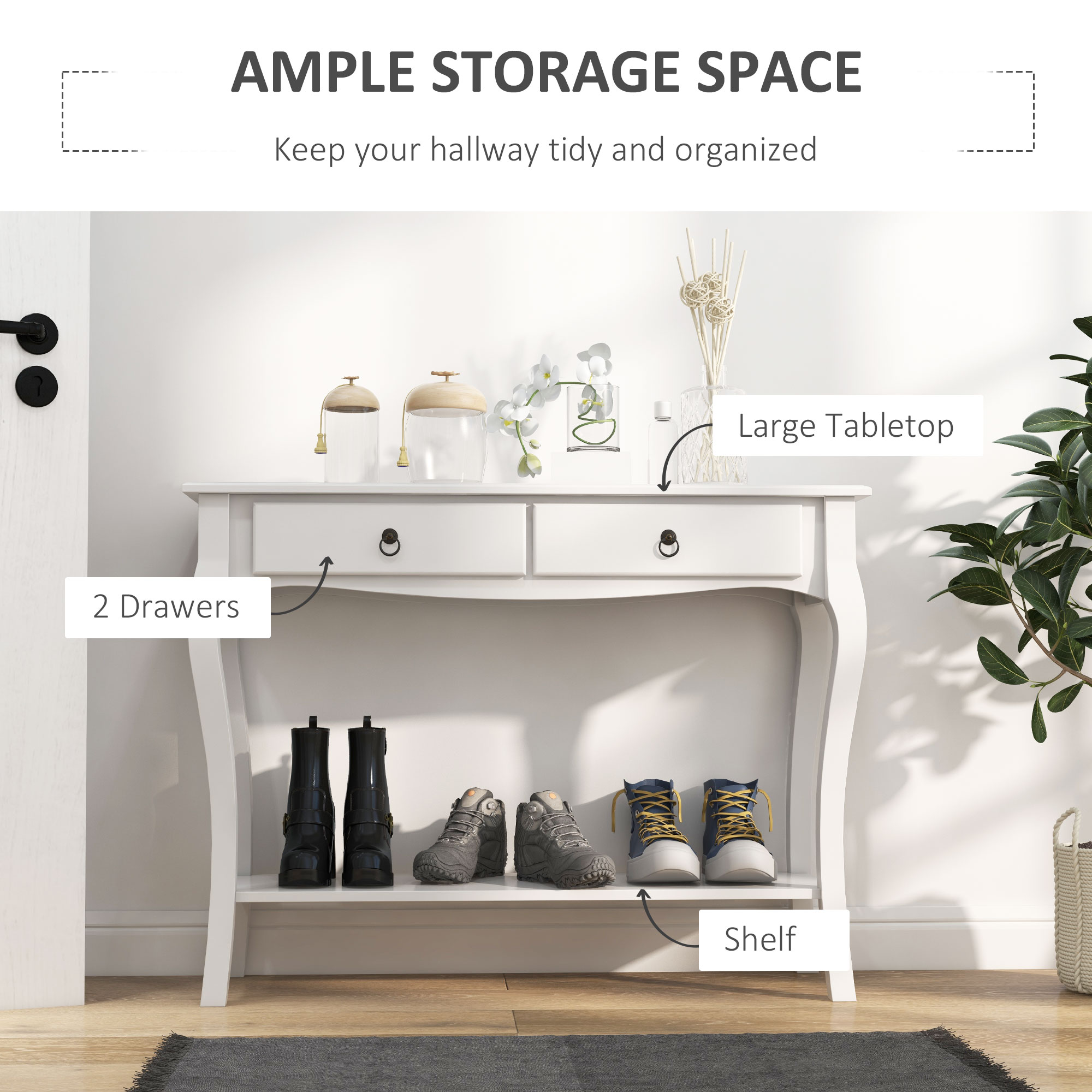 Versa Cagliari Tavolo Consolle, Tavolo da Ingresso, 80x30x80cm - Bianco