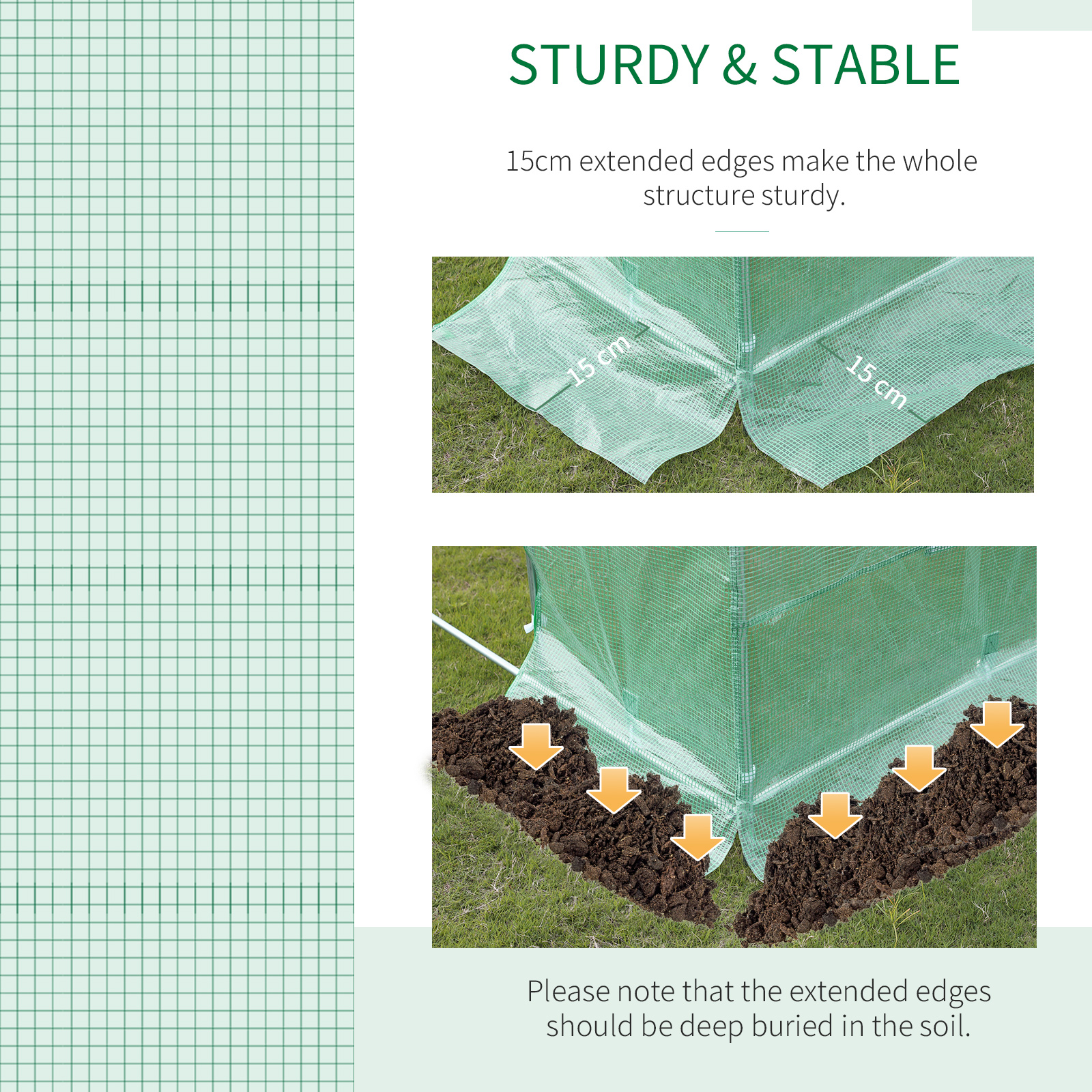 Outsunny 6 x 3 x 2 m Polytunnel Greenhouse with Roll-up Door and 12 Mesh Windows, Walk-in Garden Tunnel Warm House Tent with UV-resistant PE Cover and Galvanised Steel Frame, Green 4
