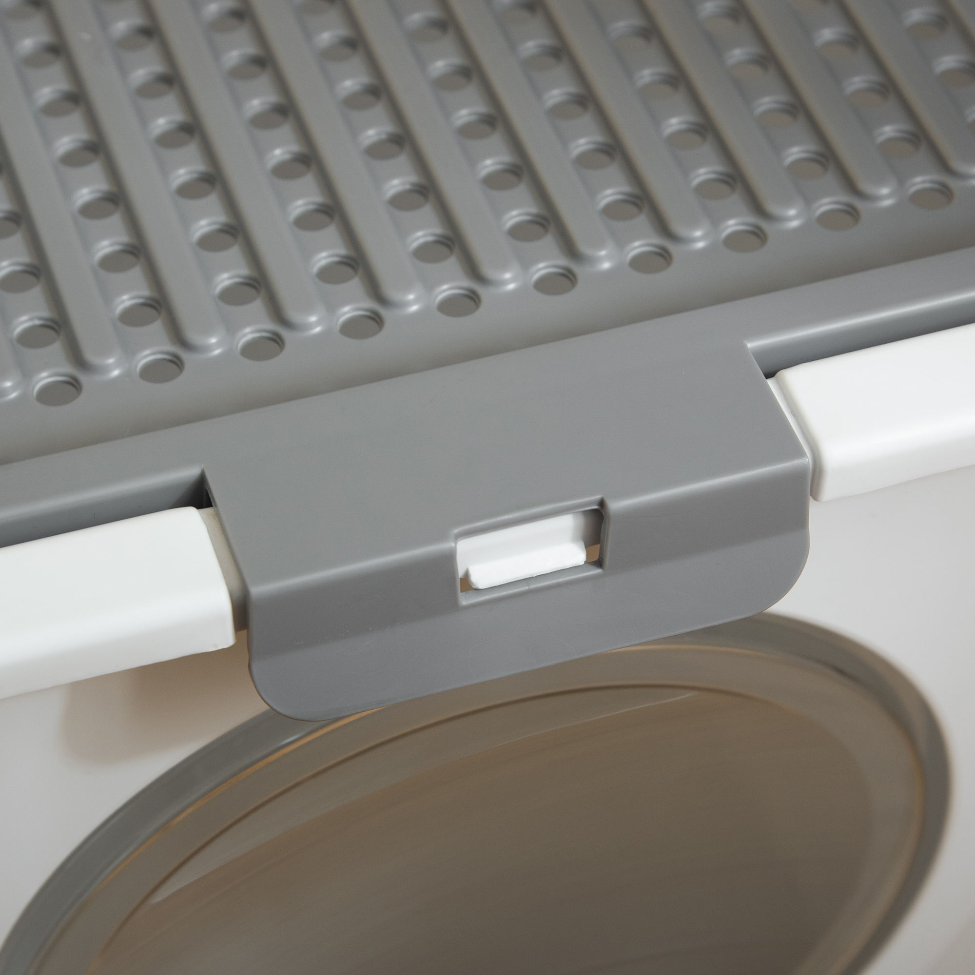 PawHut Cat Litter Box, Pet Toilet, Enclosed Kitten Pan with Front Entrance Top Exit, High Side, Scoop, White 7