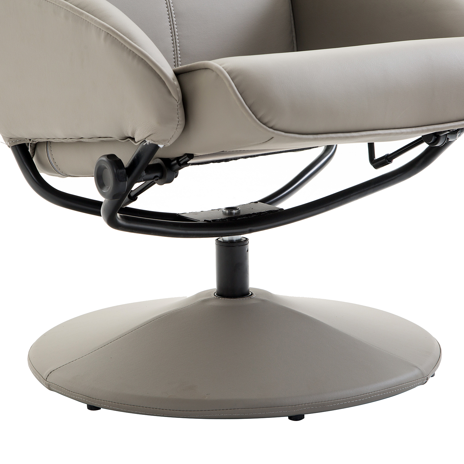HOMCOM Recliner Chair and Footstool, Swivel PU Leather Upholstered Armchair with Footstool and Adjustable Backrest for Living Room, Bedroom, Grey 7