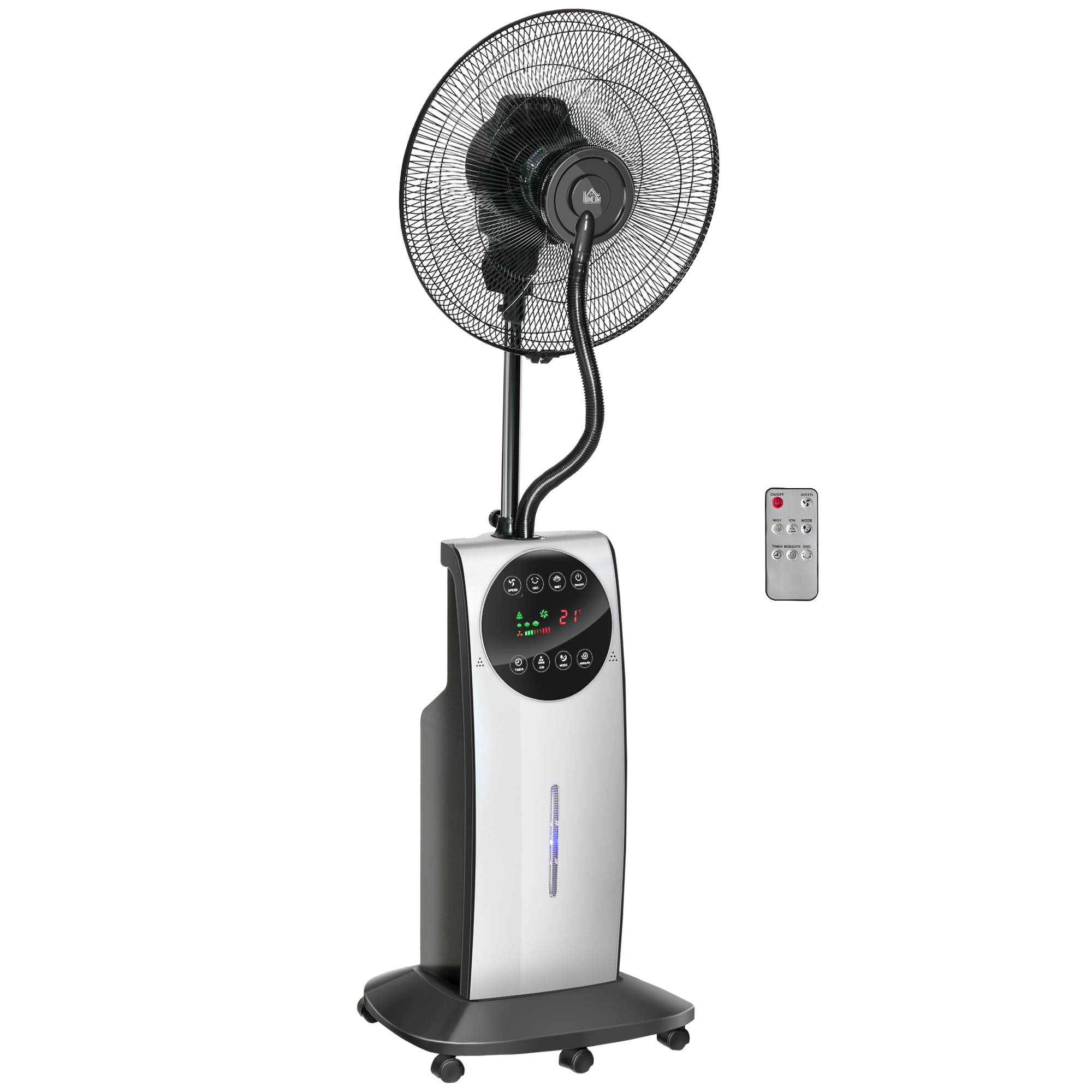 HOMCOM Ventilateur de Brouillard Oscillant 3 Modes 3 Vitesses Atomisation Réglable sur 3 Positions Affichage LED 3 1 L Minuterie Télécommande