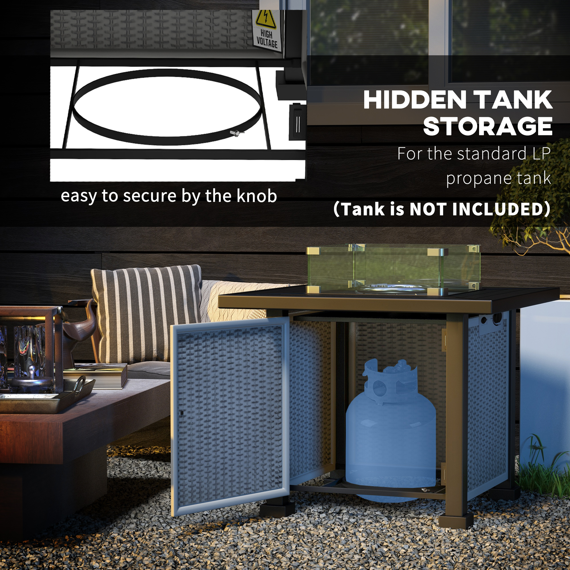 Outsunny 81 x 81cm 50,000 BTU Gas Fire Pit Table Grey 5