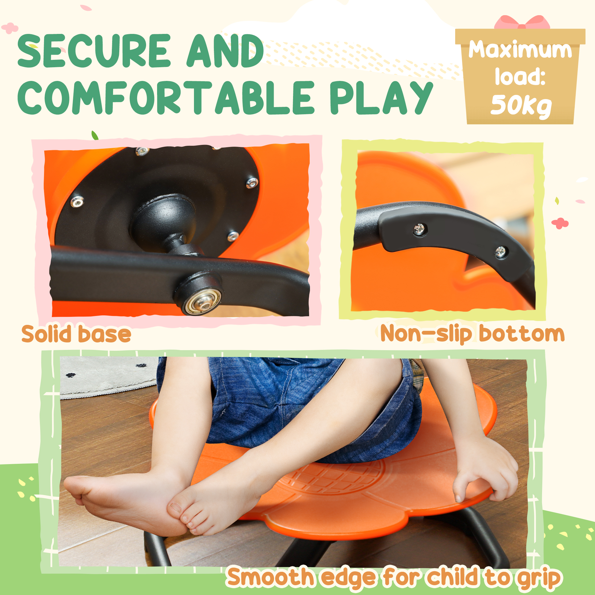 AIYAPLAY Sensory Spinning Chair for Kids, for Coordination, Balance, Orange 5
