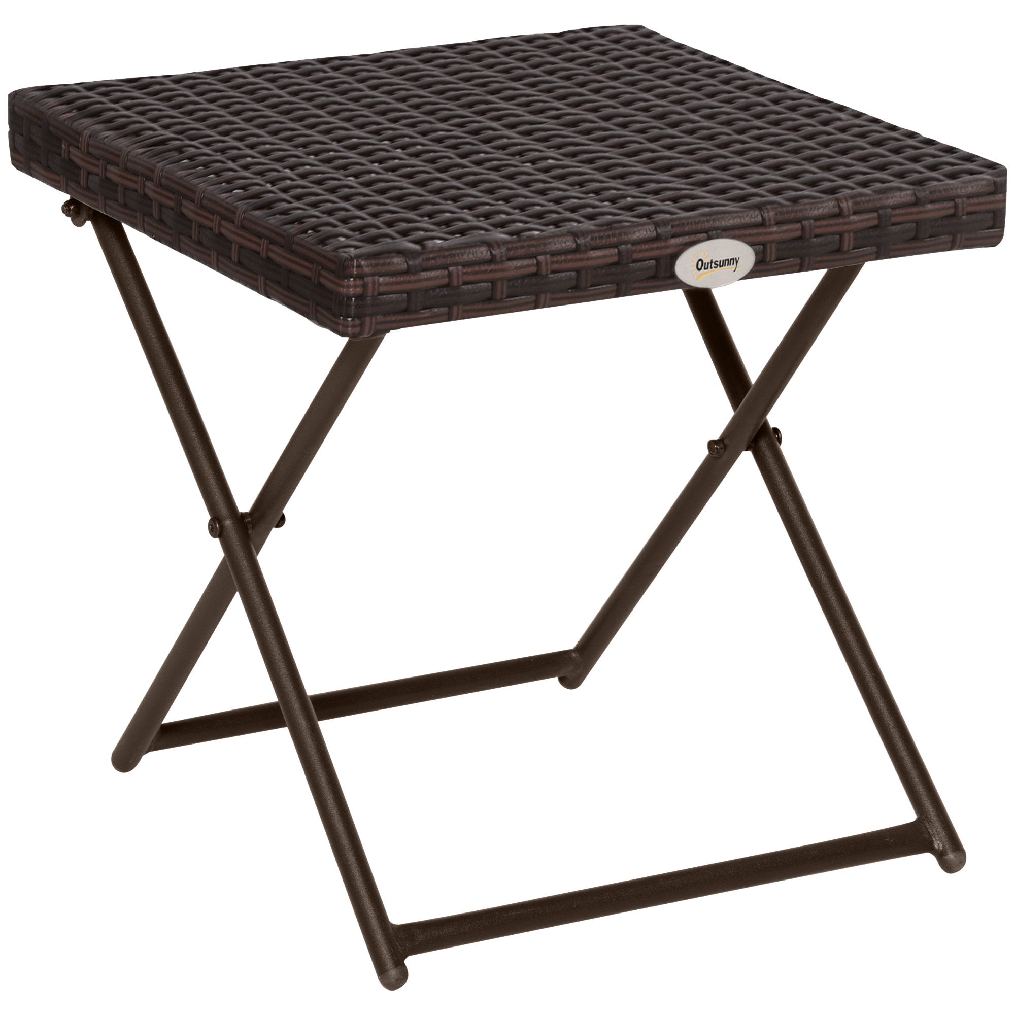 Product photograph of Outsunny Garden Small Folding Square Rattan Coffee Table Bistro Balcony Outdoor Wicker Weave Side Table 40h X 40l X 40wcm Brown from Aosom UK