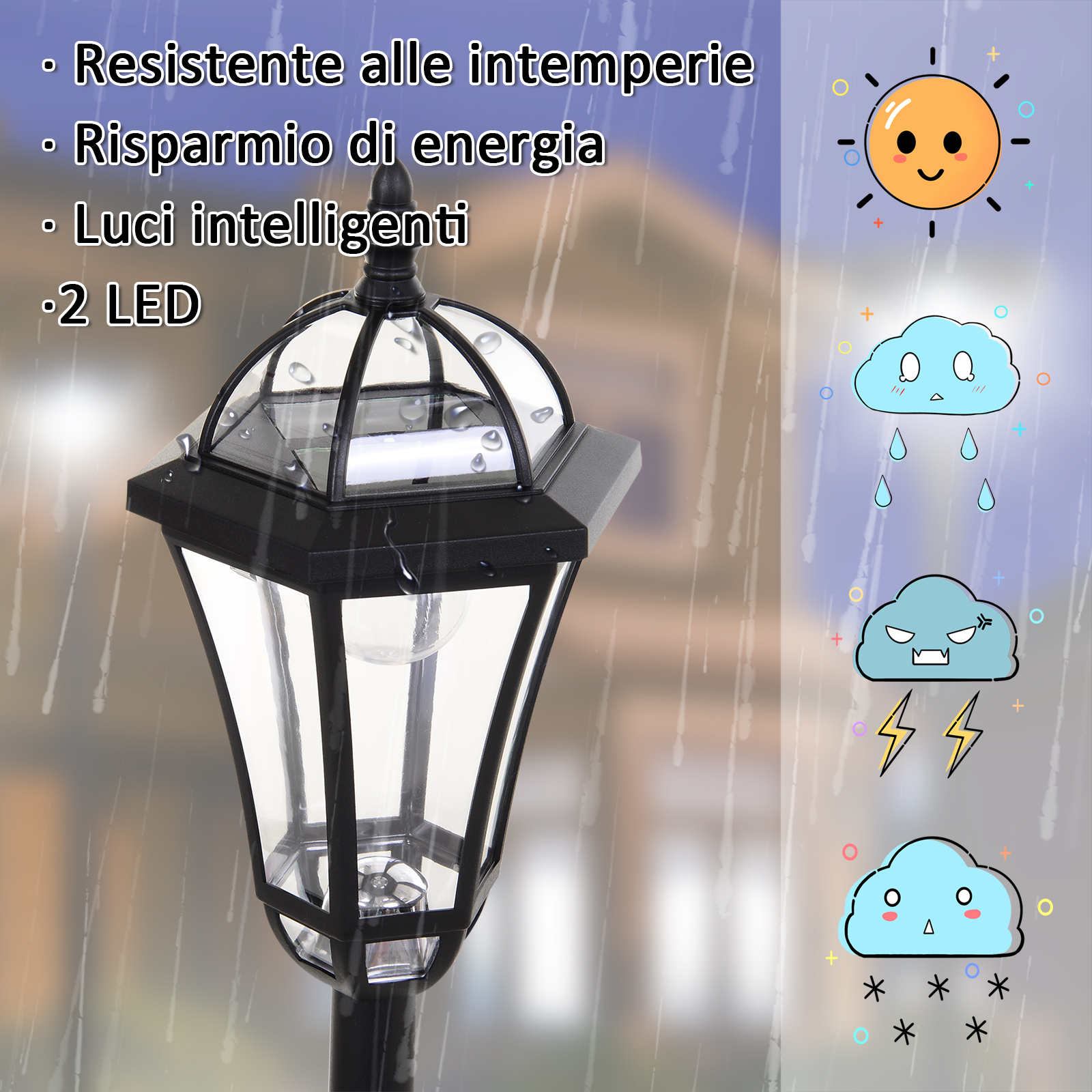 4 luci solari di ricambio top con lampadine a LED, 8 cm 4 luci solari di ricambio top con lampadine a LED, 8 cm