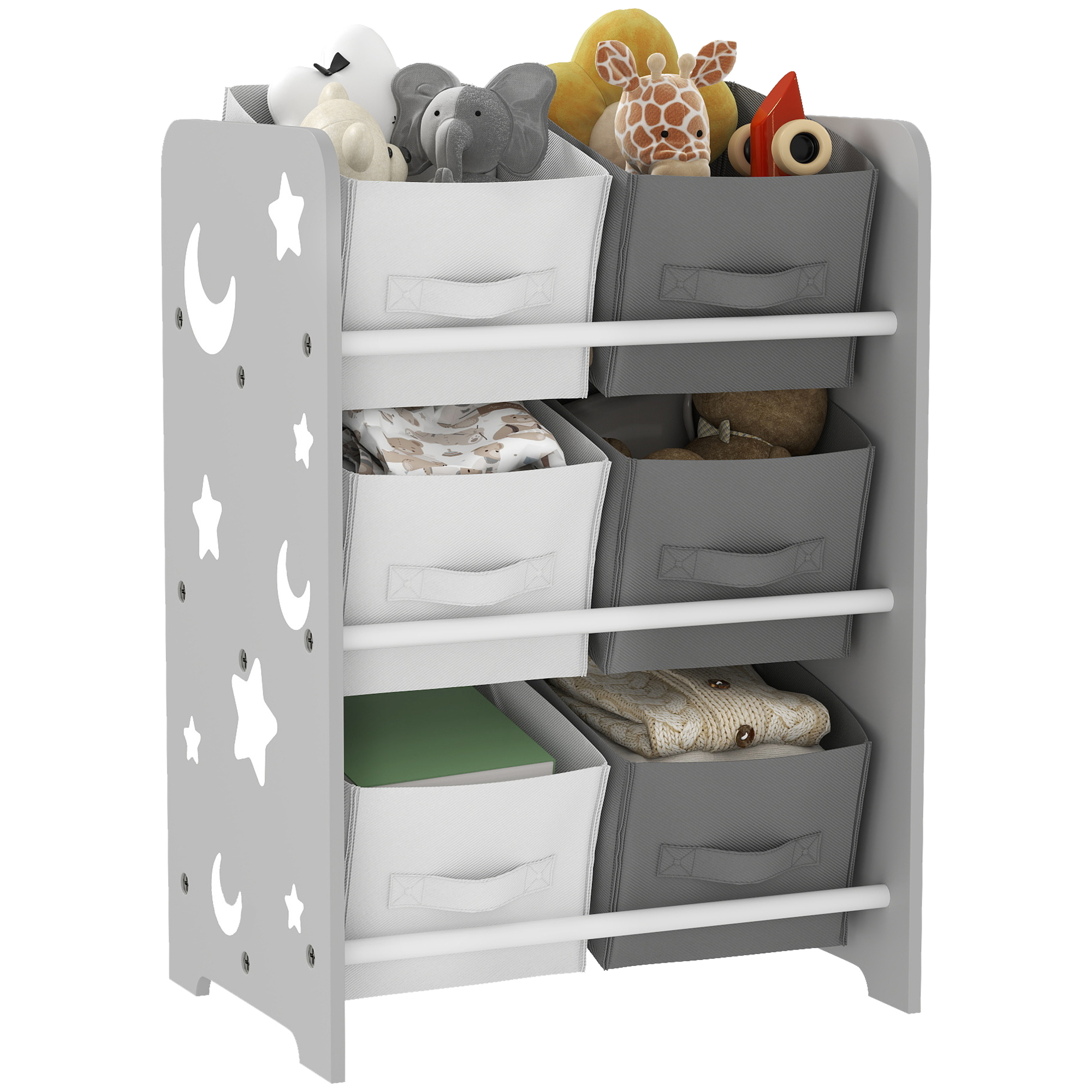 AIYAPLAY Estantería Infantil para Niños de +3 Años Estantería para Juguetes con 6 Cajas de Tela no Tejida 43x30x60 cm Gris