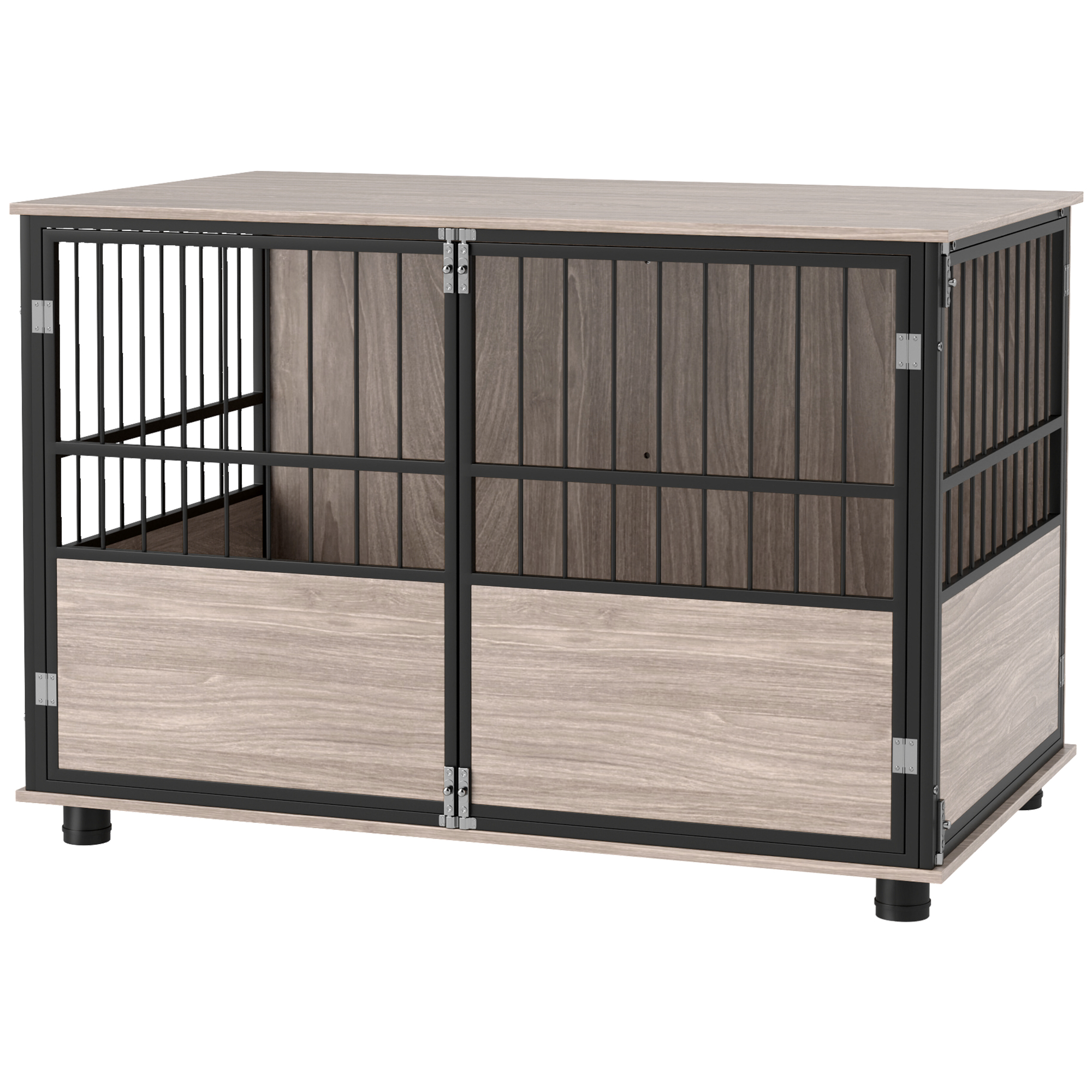 PawHut 80cm Furniture Style Dog Crate Dog Cage End Table Indoor with 3 Doors Soft Washable Cushion, for Medium Sized Dogs