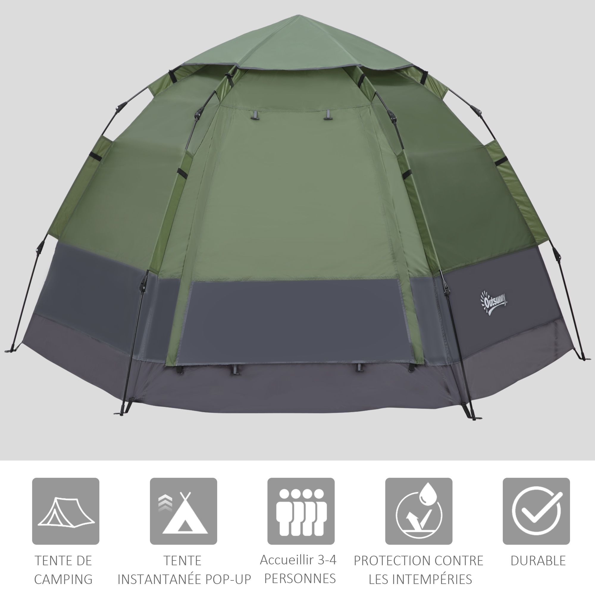 Tente De Camping Pop Up Hexagonale Chihee - Montage Instantané, Imperméable Et Protection UV