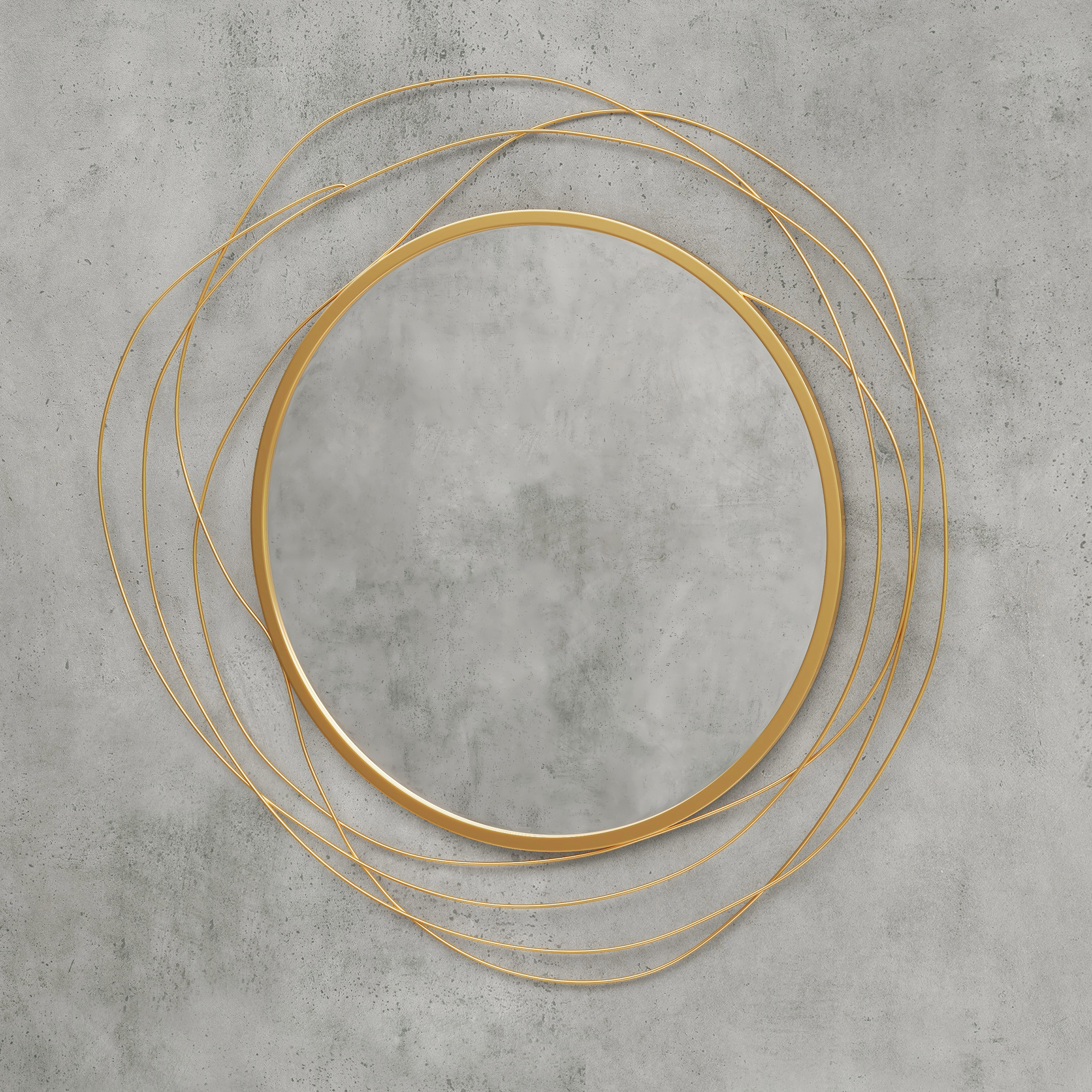 HOMCOM Abstract Metal Wire Wall Mirror, with Accessories Gold Tone 9