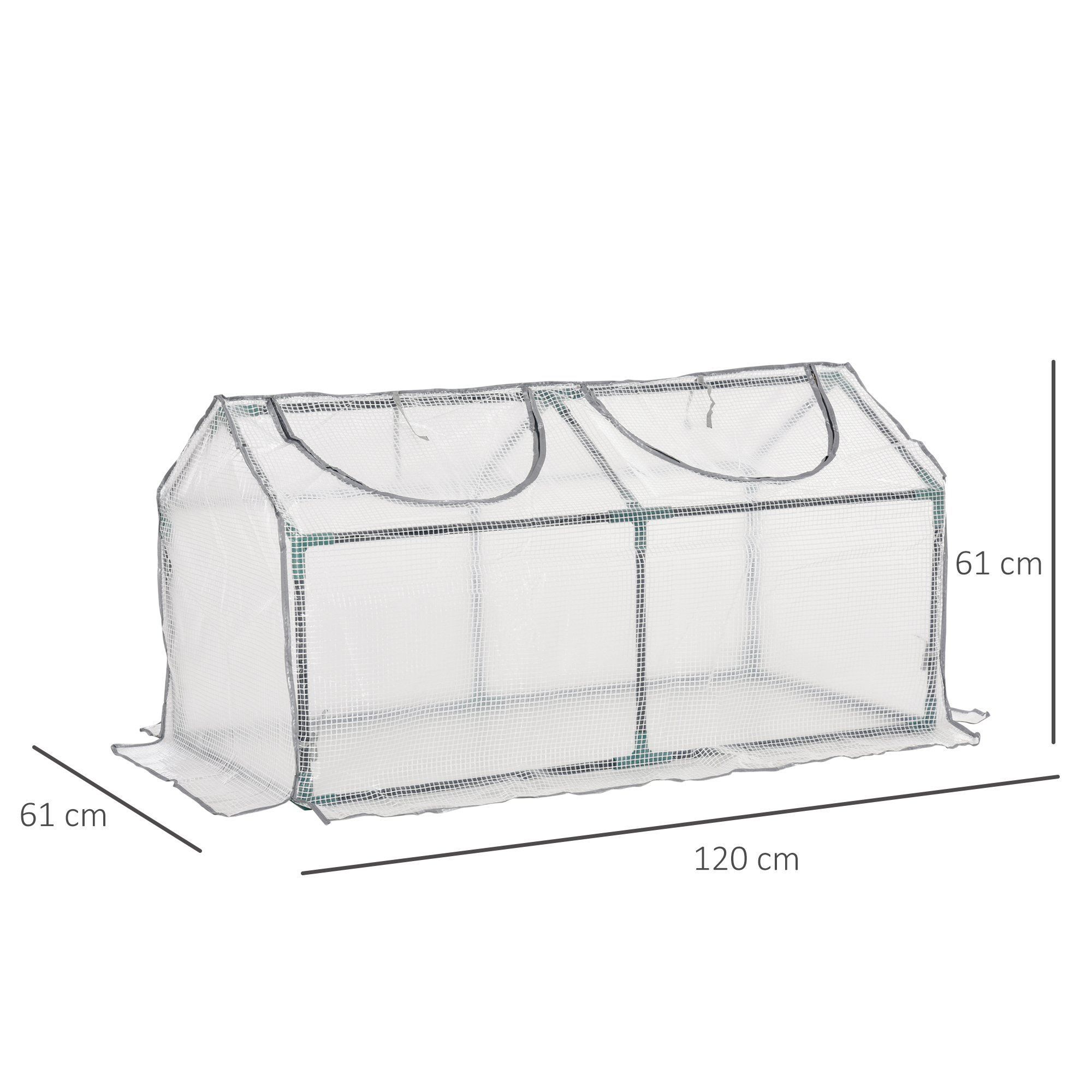Outsunny Mini Greenhouse Portable Flower Planter Tomato Vegetable House for Garden Backyard with Zipper 120 x 60 x 60 cm, White 3
