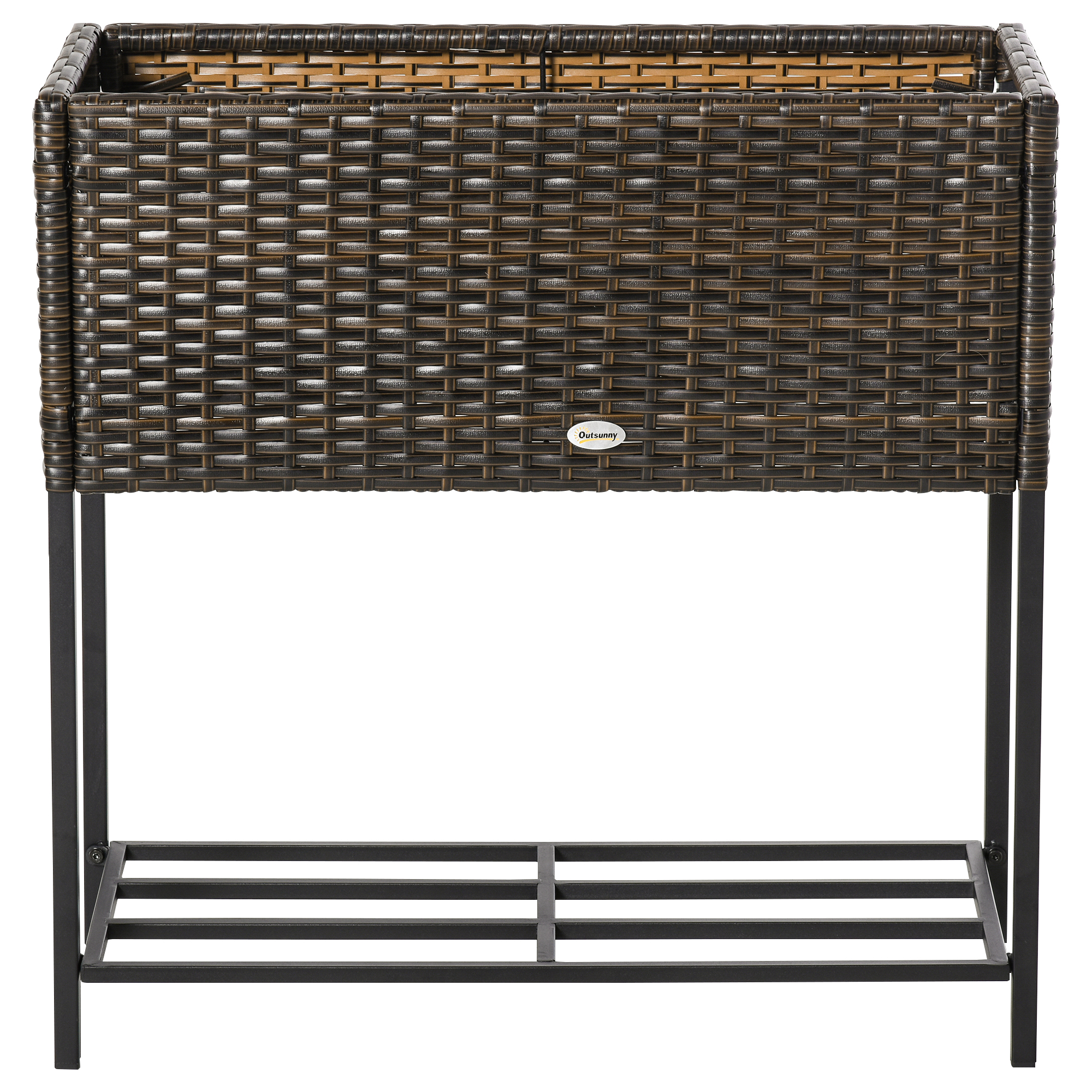 Letto Rialzato Da Giardino Chonsun In Rattan Marrone Con Ripiano Porta Attrezzi - Fioriera 76,2x45,7x91,4 Cm Per Verdure E Fiori