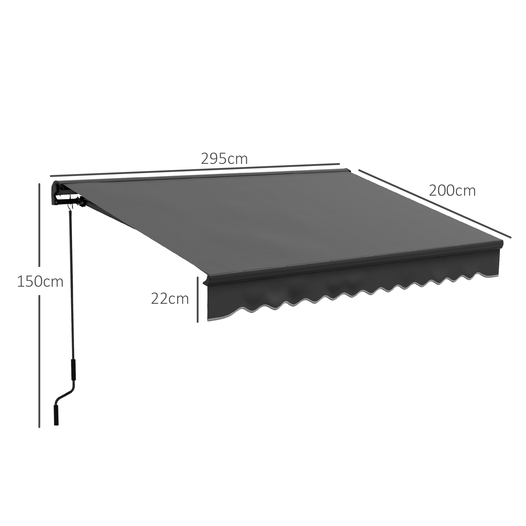 Outsunny 3 x 2m Aluminium Frame Electric Awning, with Remote Dark Grey 3