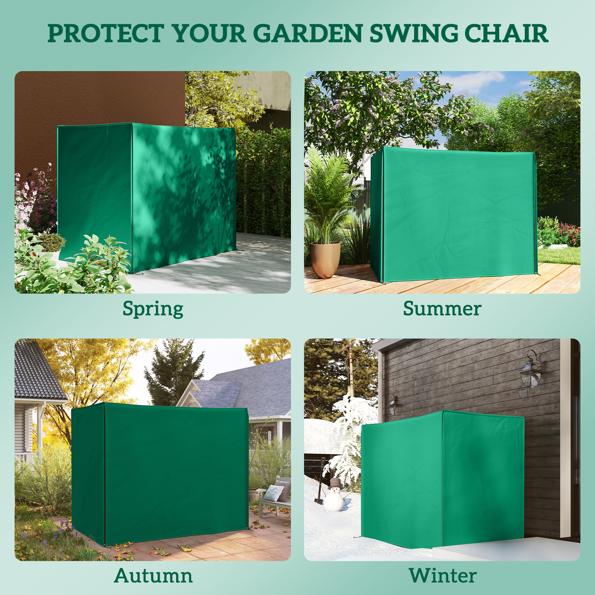 Outsunny 220 x 125cm Three-Seater Swing Chair Protective Cover Green 4