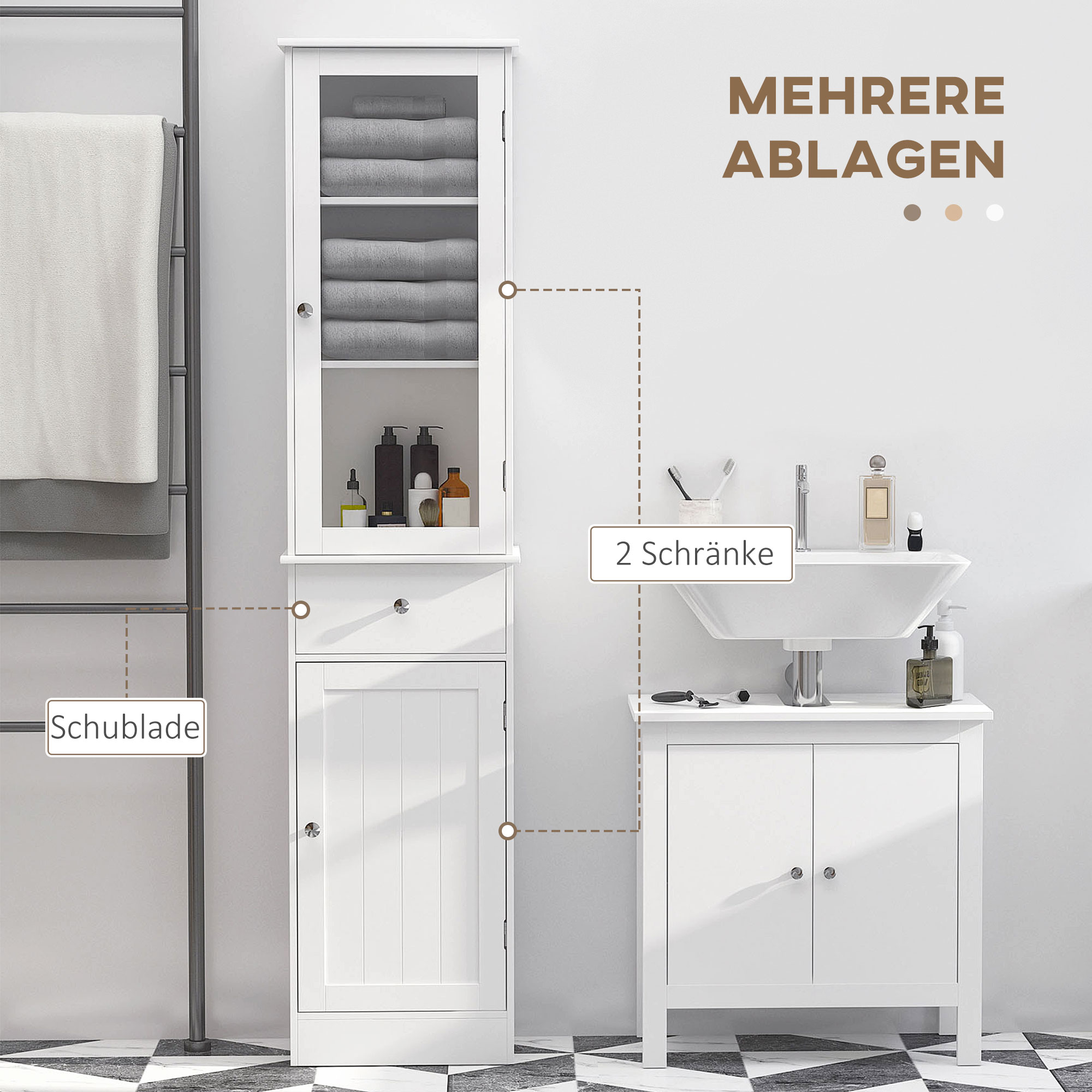 Kleankin Badkommode »Badezimmerschrank« (Set, 1 St., 1