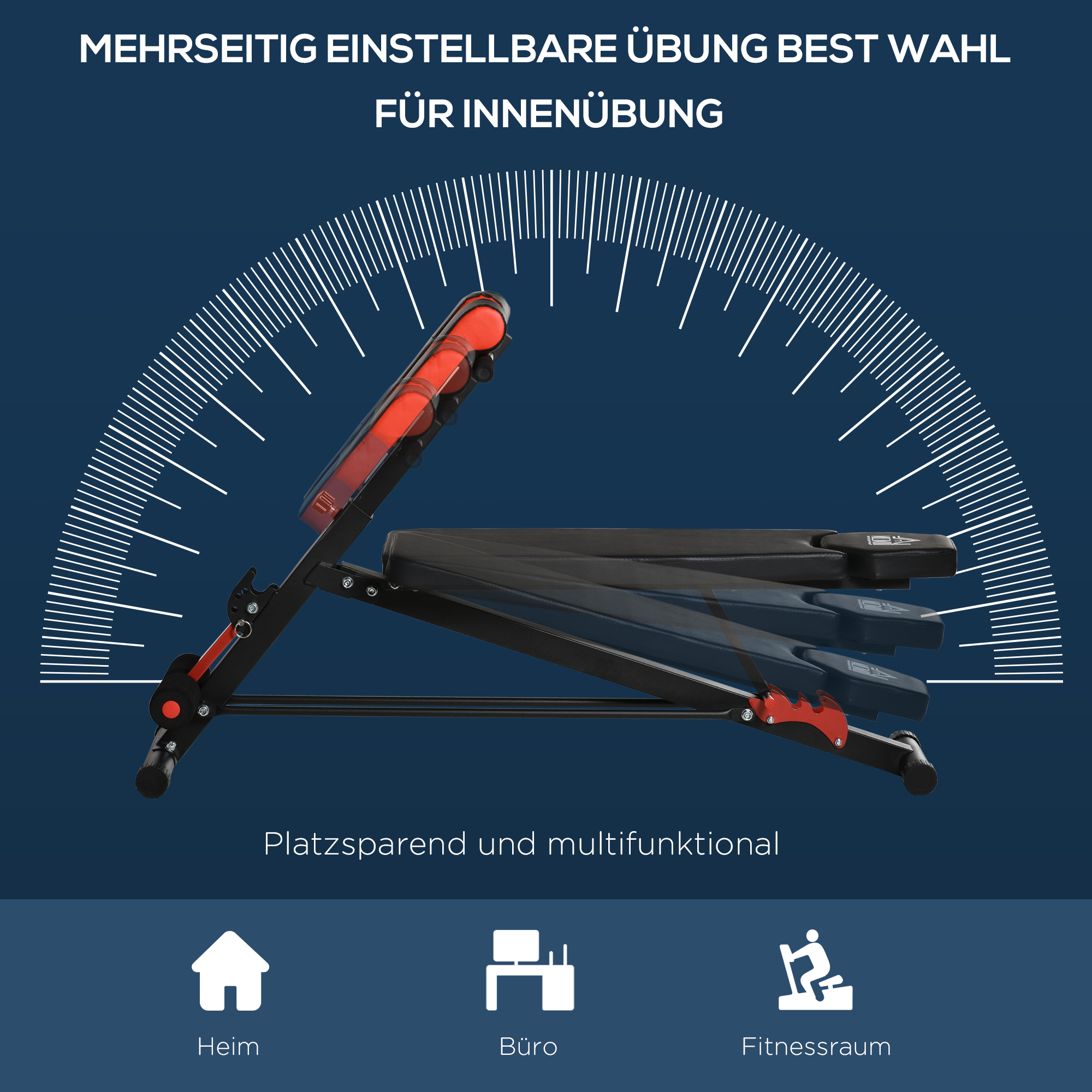 Klappbare Hantelbank HOMCOM Hantelbank Fitnessbank Schrägbank