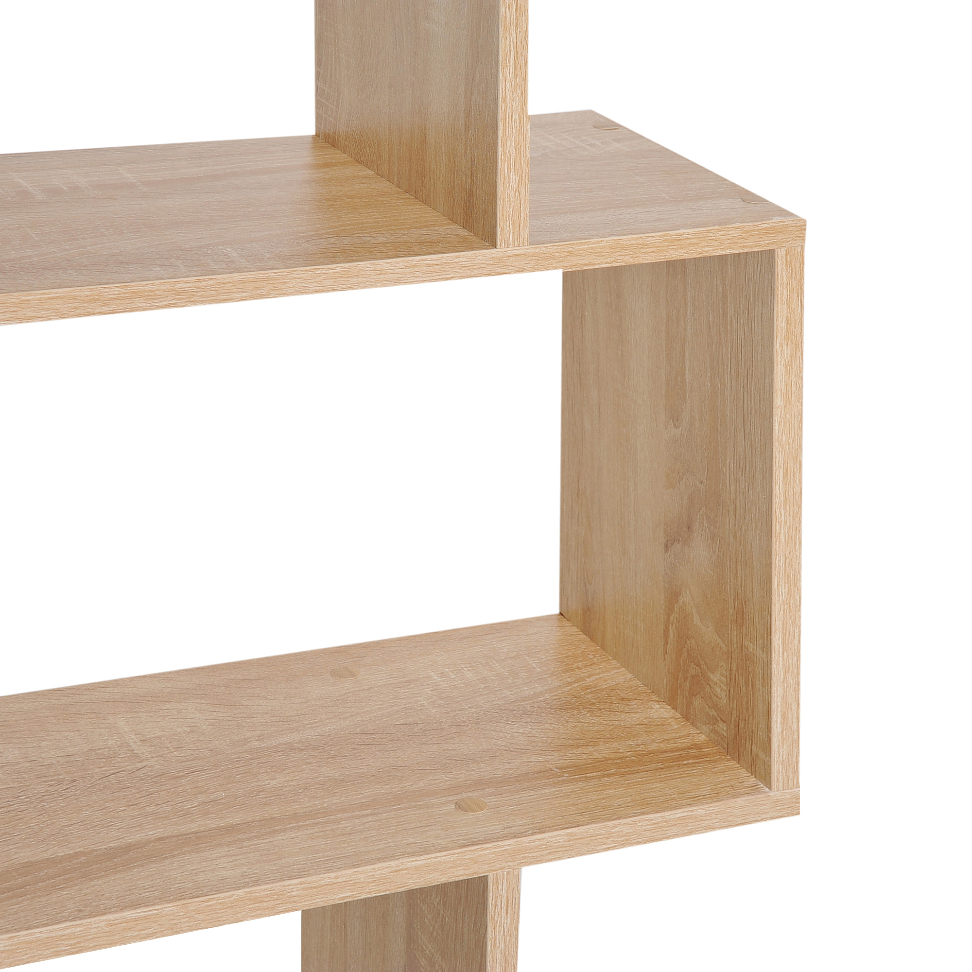 HOMCOM Bookcase, 6 Tier Shelf S Shaped Bookshelf, Storage Unit, Display Shelf for Living Room, Bedroom, Home Office, Plant, Oak 9