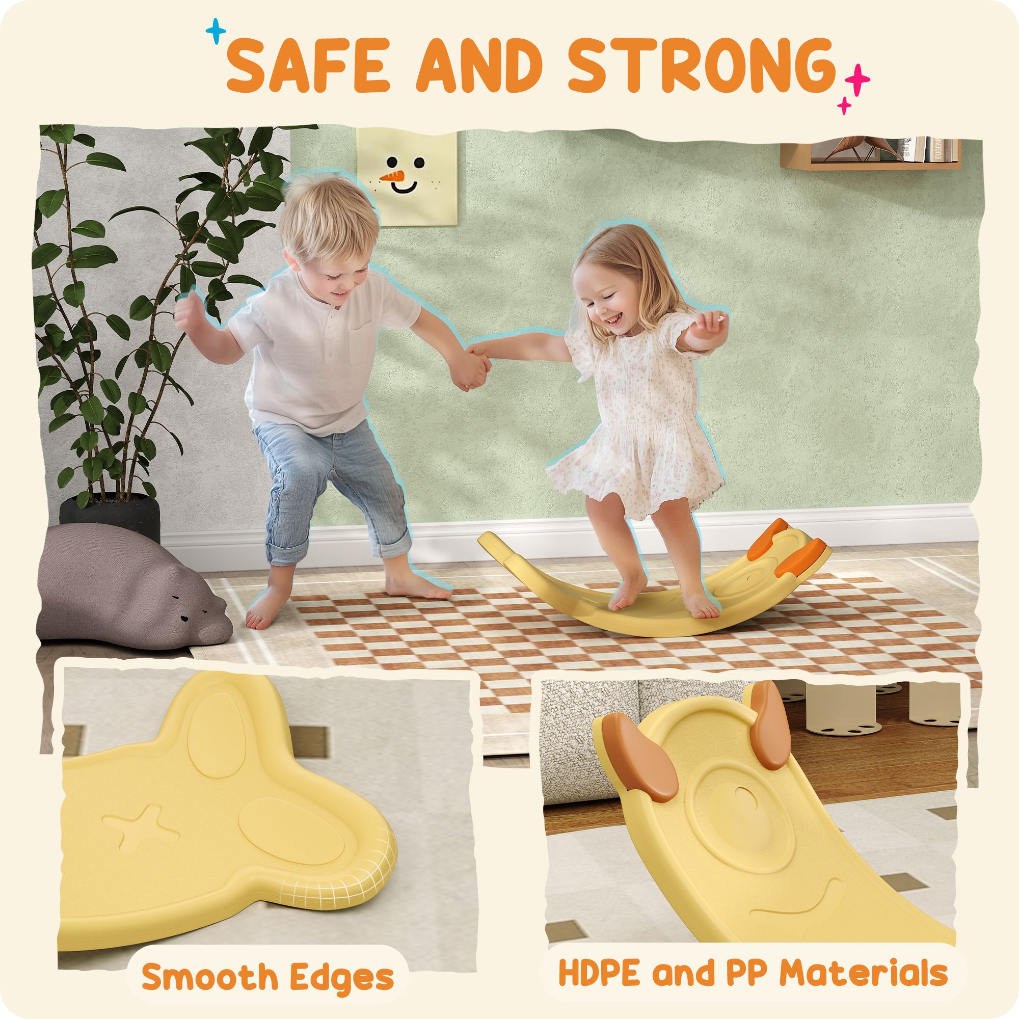 AIYAPLAY Balance Board for Kids Balance Training & Sensory Play, Yellow 7
