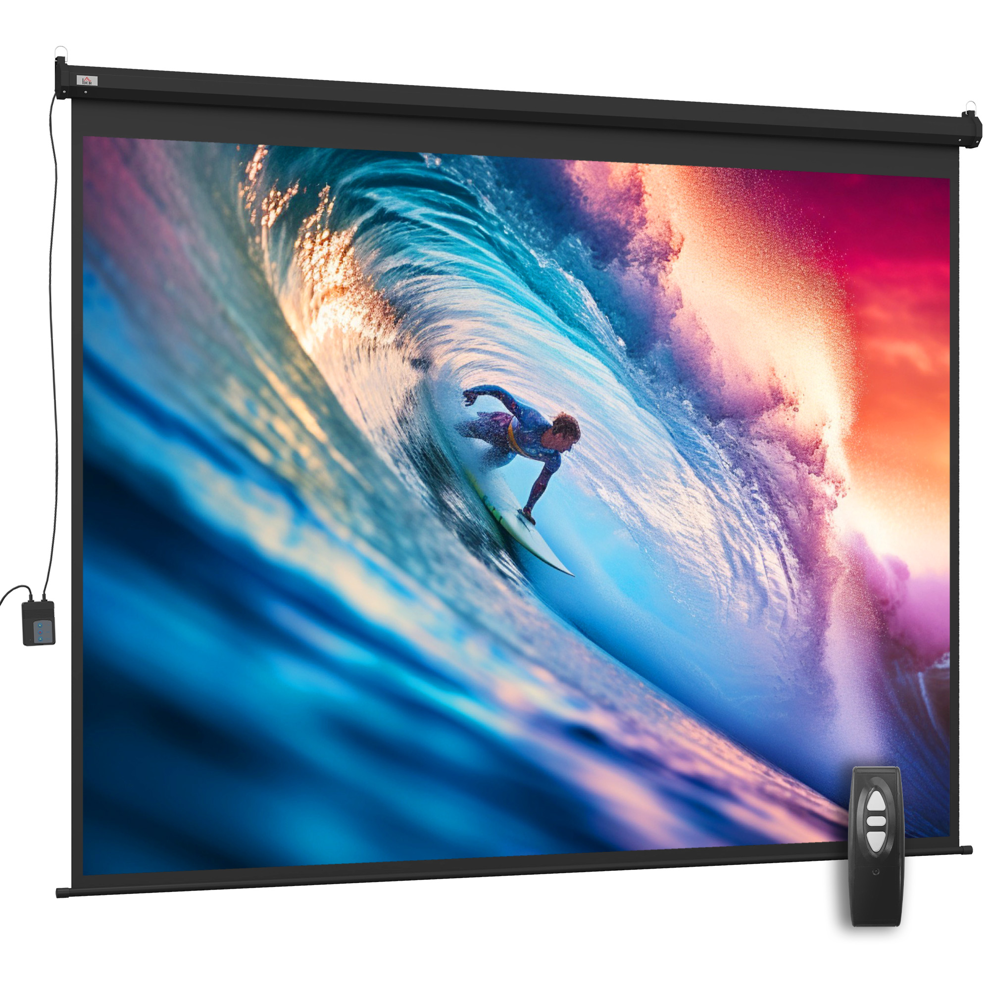 Schermo Da Proiezione Portatile 40” – 16:9, Avvolgibile Manuale, In Fibra Di Vetro, Adatto Per Casa, Ufficio E Festa