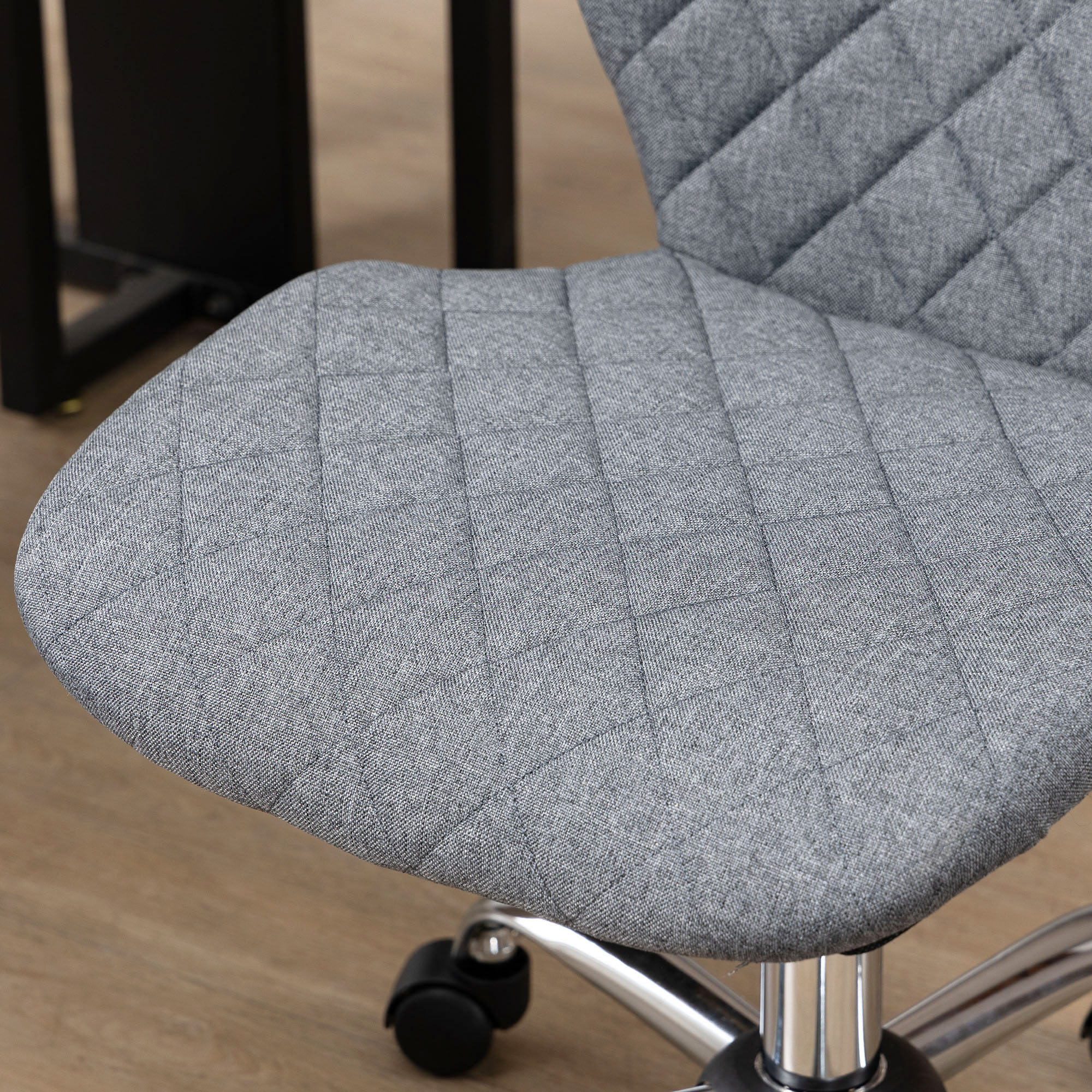 Vinsetto Armless Office Chair Adjustable Computer Chair Swivel Chair with Rolling Wheels and Linen Fabric Back Support for Home Office Students Study Grey 9