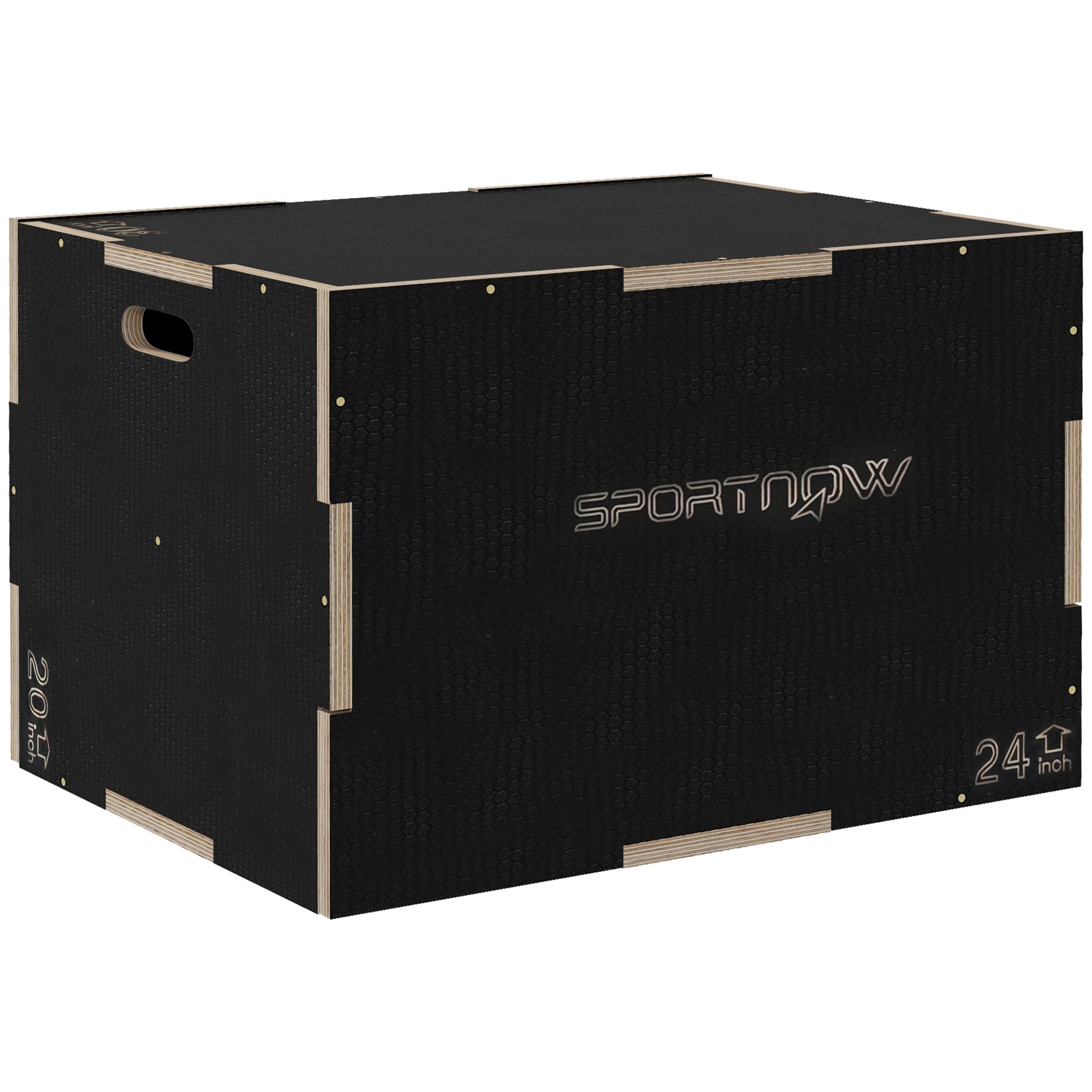SPORTNOW Boîte Pliométrique 3 En 1 Bois - Box Jump Antidérapante Sans Coins - 61/51/40.5 Cm - Jusqu'à 120kg