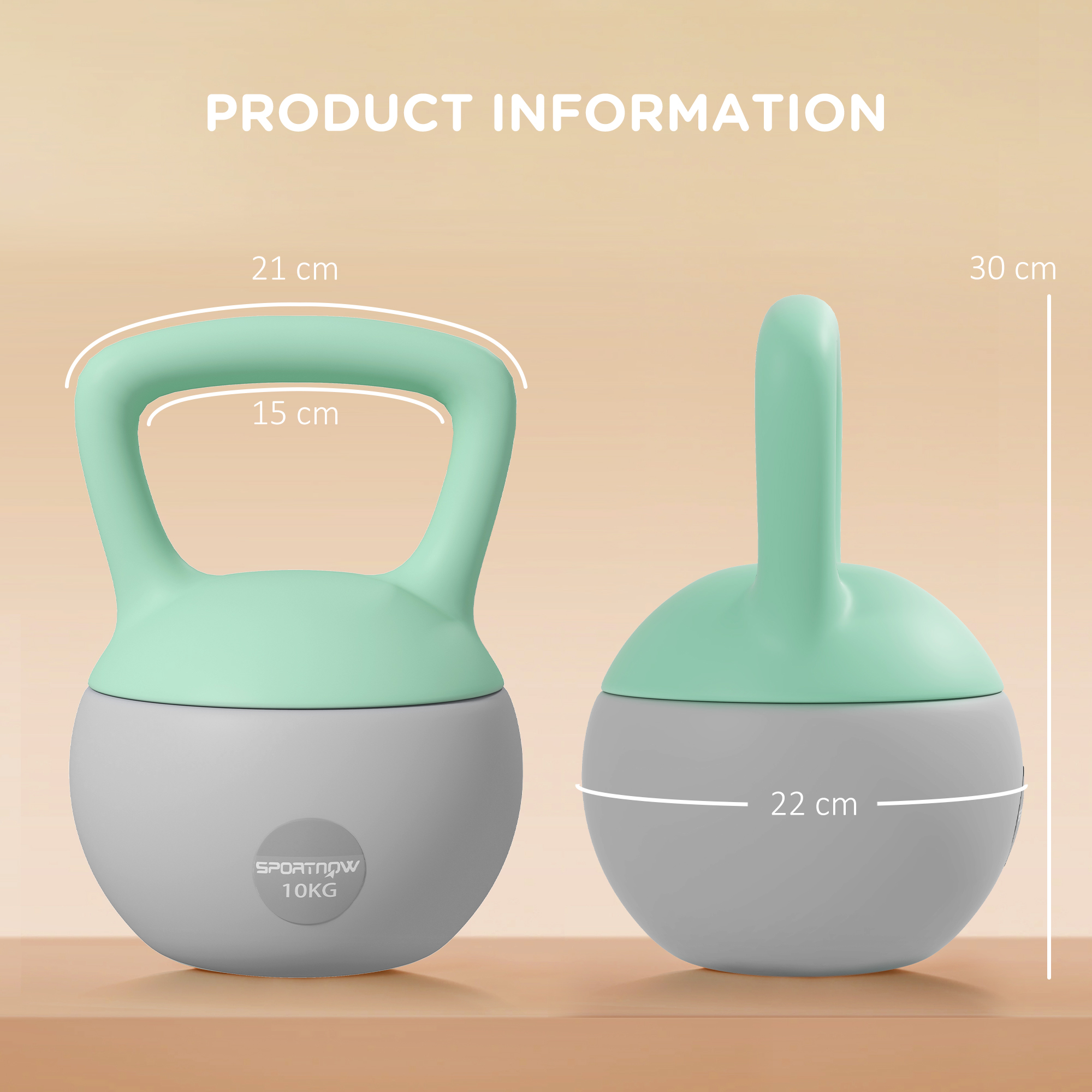 SPORTNOW 10KG Soft Kettlebell, Kettlebell with Non-Slip Handle for Home Gym, Weight Lifting, Strength Training, Green/Grey 3
