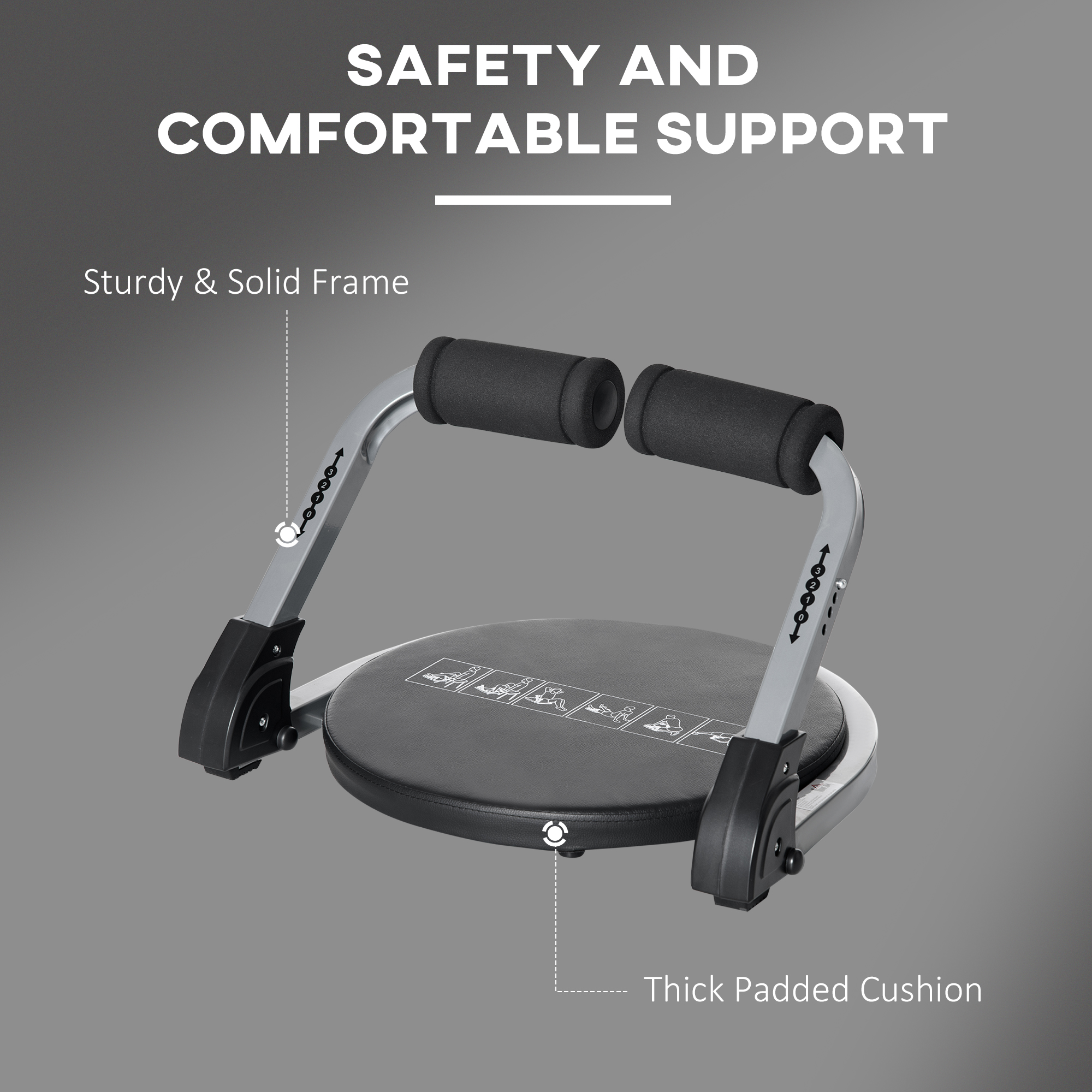 HOMCOM Abs Trainer, Ab Crunch Machine, Foldable Abdominal Trainer, Core Fitness & Whole Body Exercise Equipment for Home Gym 6