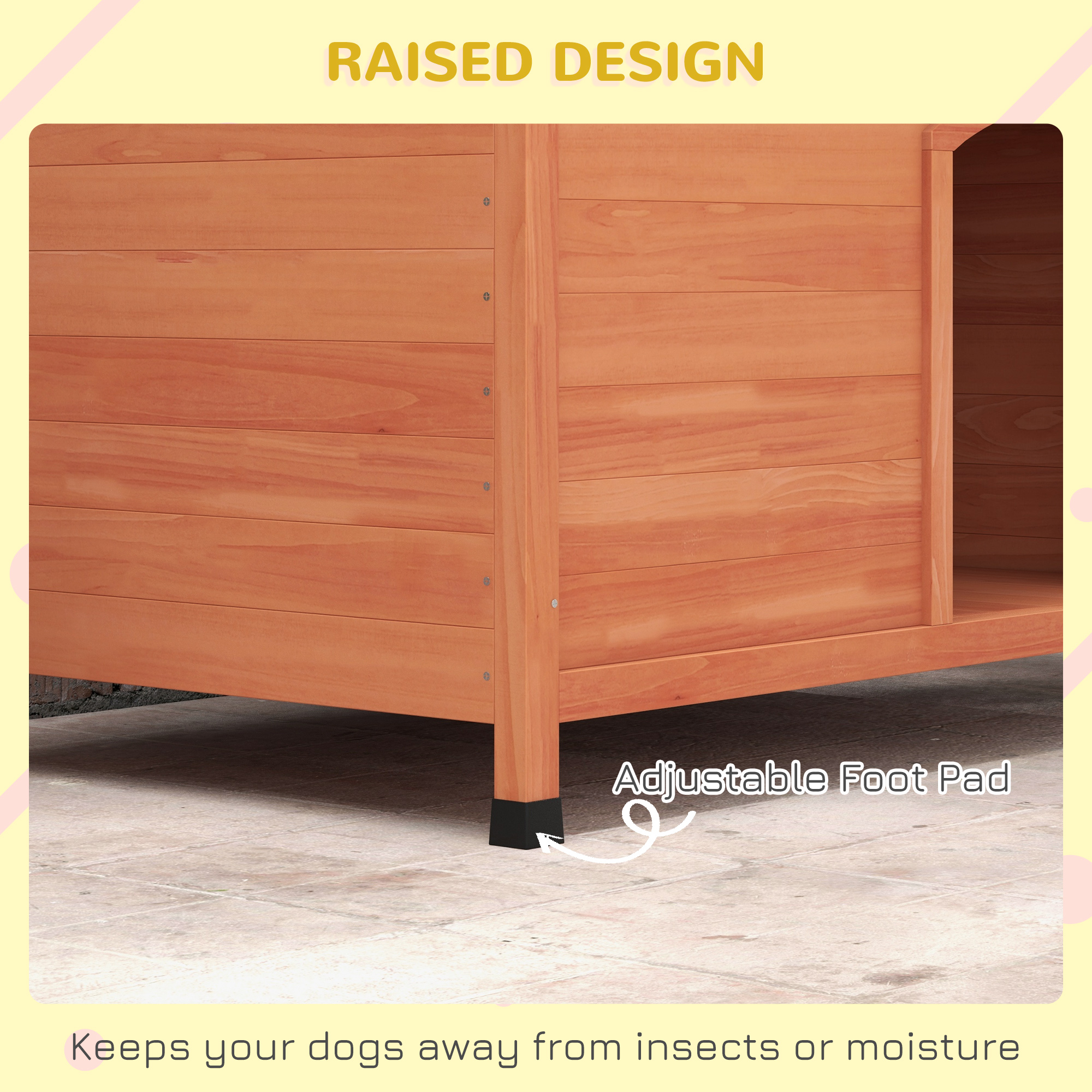 PawHut Wooden Dog Kennel, Outdoor Pet House, with Removable Floor, Openable Roof, Water-Resistant Paint Natural Wood Tone 7