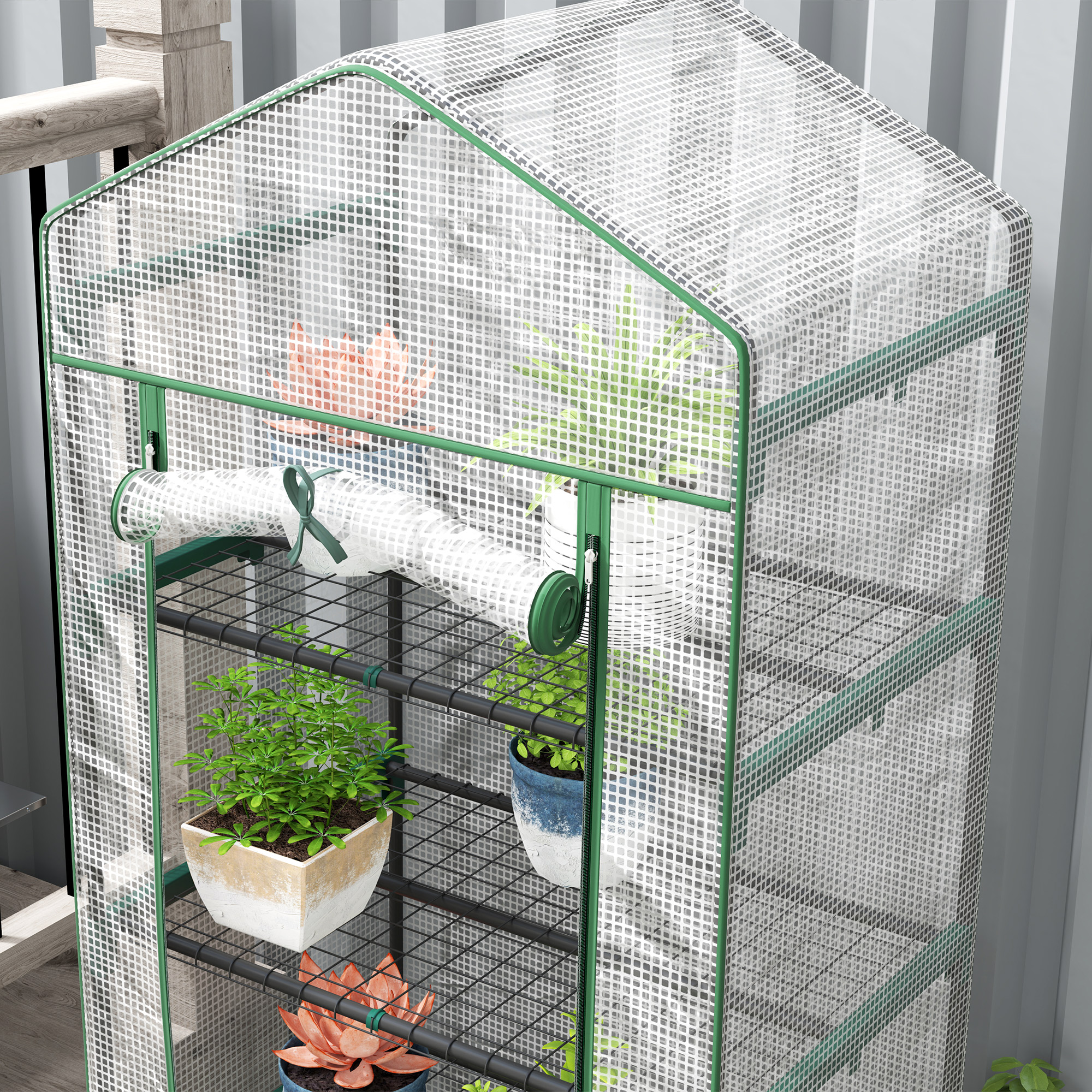 Outsunny 193cm Five Shelf Mini Greenhouse White 7