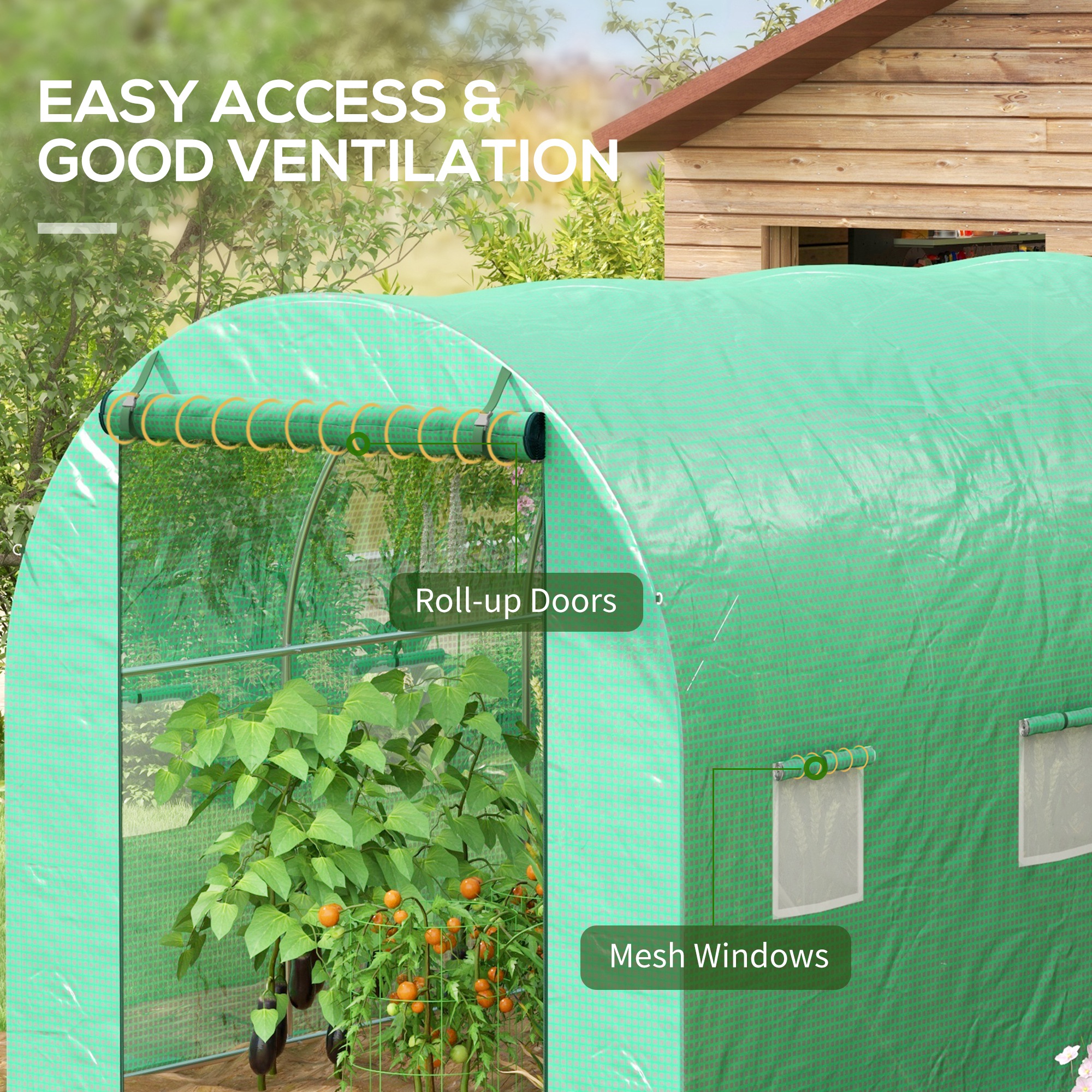 Outsunny Sprinkler System Polytunnel Greenhouse, 3 x 2m, Green 6