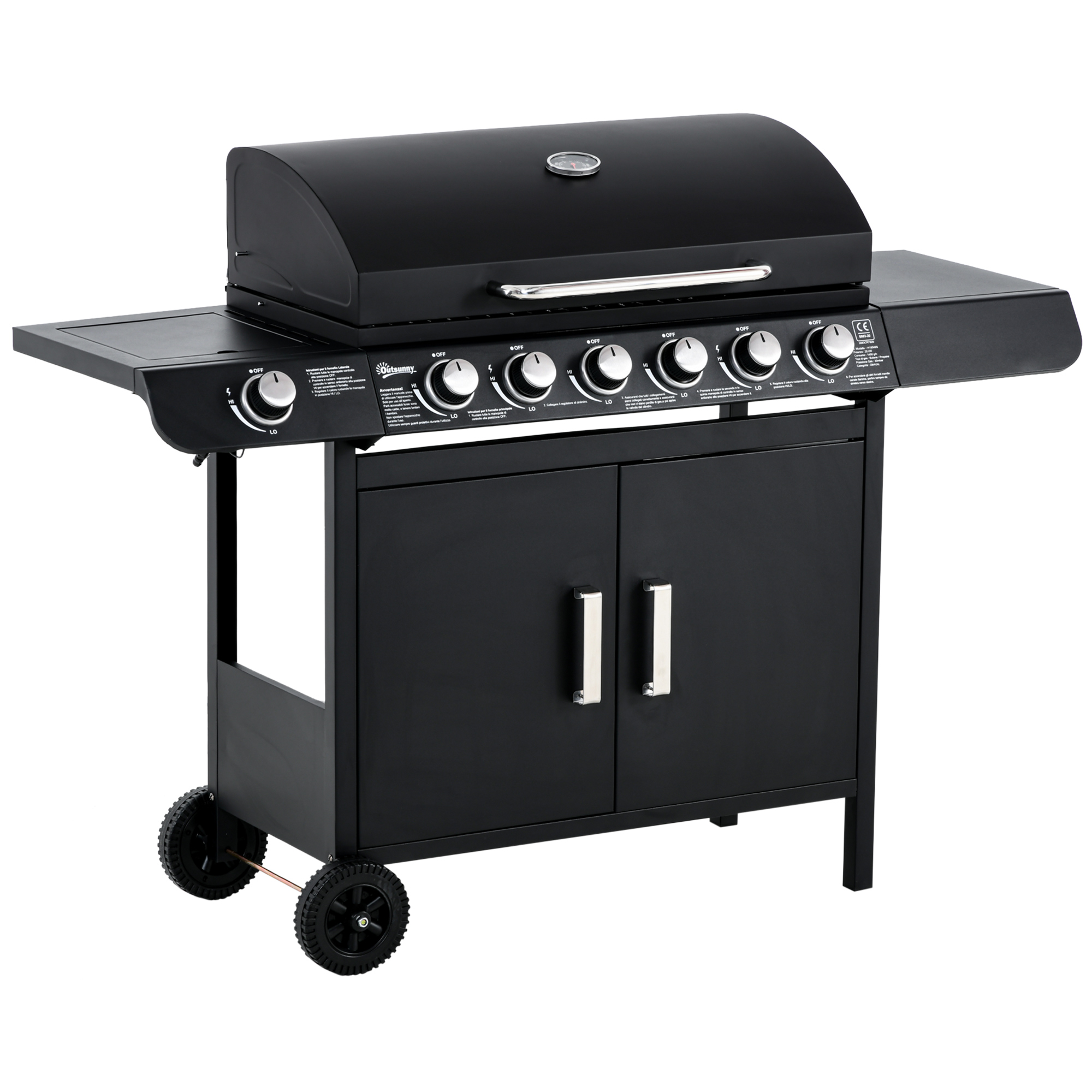 Product photograph of Outsunny Seven Burner Gas Grill With Integrated Thermometer And Storage from Aosom UK