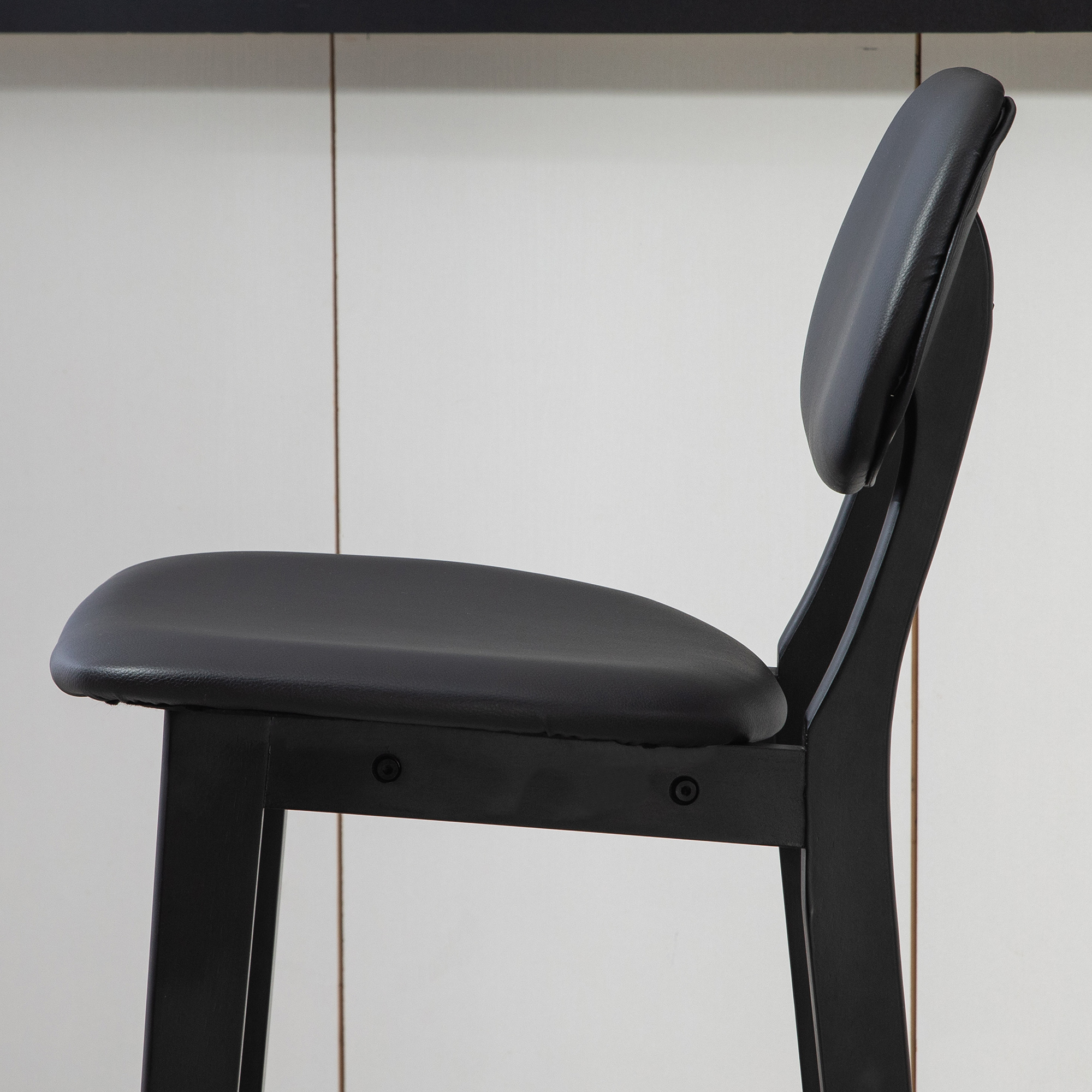 HOMCOM Set of Two Wooden Classic Bar Stools, with Faux Leather Seats Black 7