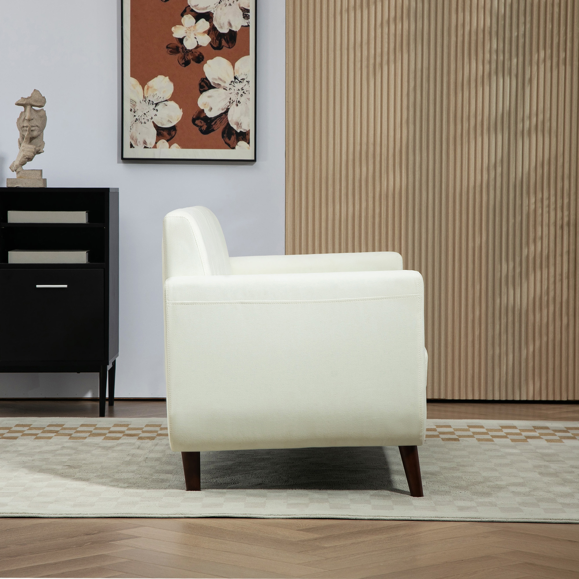 HOMCOM Two-Seater Linen-Look Sofa Cream 7