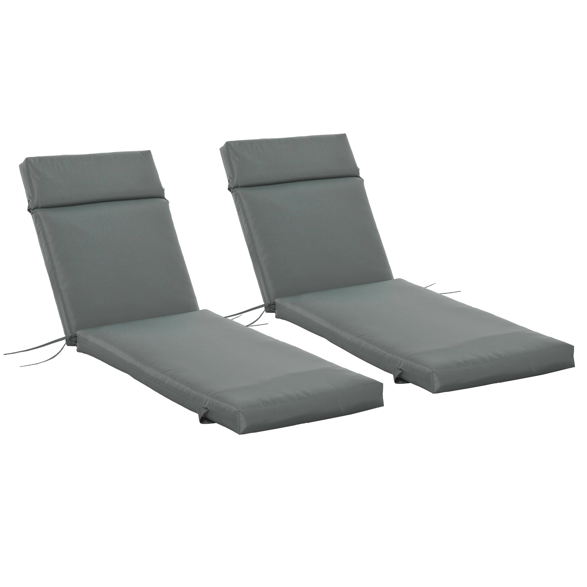Lot De 2 Coussins Pour Transat – Dimensions 190x50 Cm – Tissu Polyester Imperméable – Gris - 3