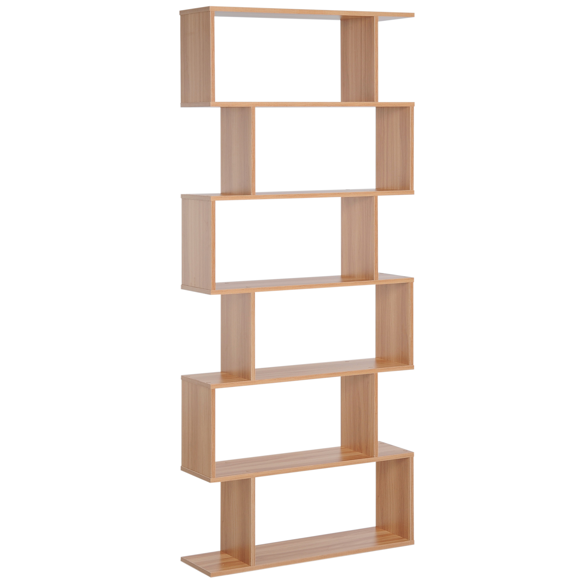 HOMCOM Bücherregal Wandregal Raumteiler Eckregal Standregal Aktenregal 6 Fächer Eiche L80 x B23 x H192 cm Aosom