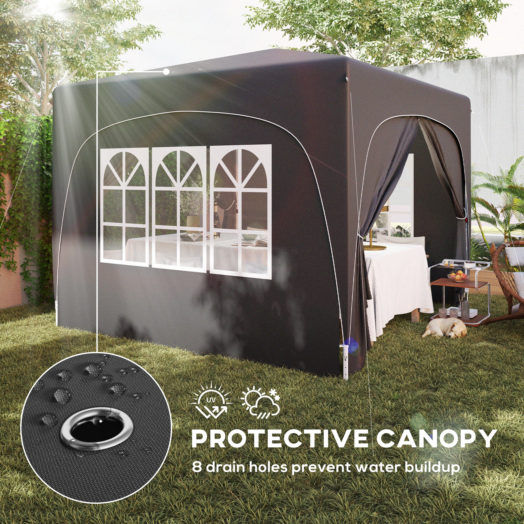 Outsunny 3 x 3m Pop-Up Gazebo Shelter, with Accessories Black 6