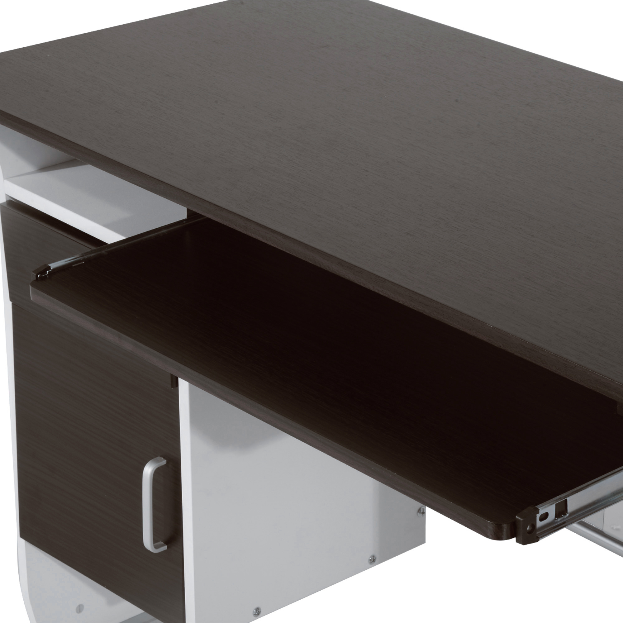 HOMCOM Computer Desk with Sliding Keyboard Tray, Storage Drawers and Host Box Shelf, Home Office Desk, Study Workstation, 100 x 52 x 75cm, Black Walnut 8