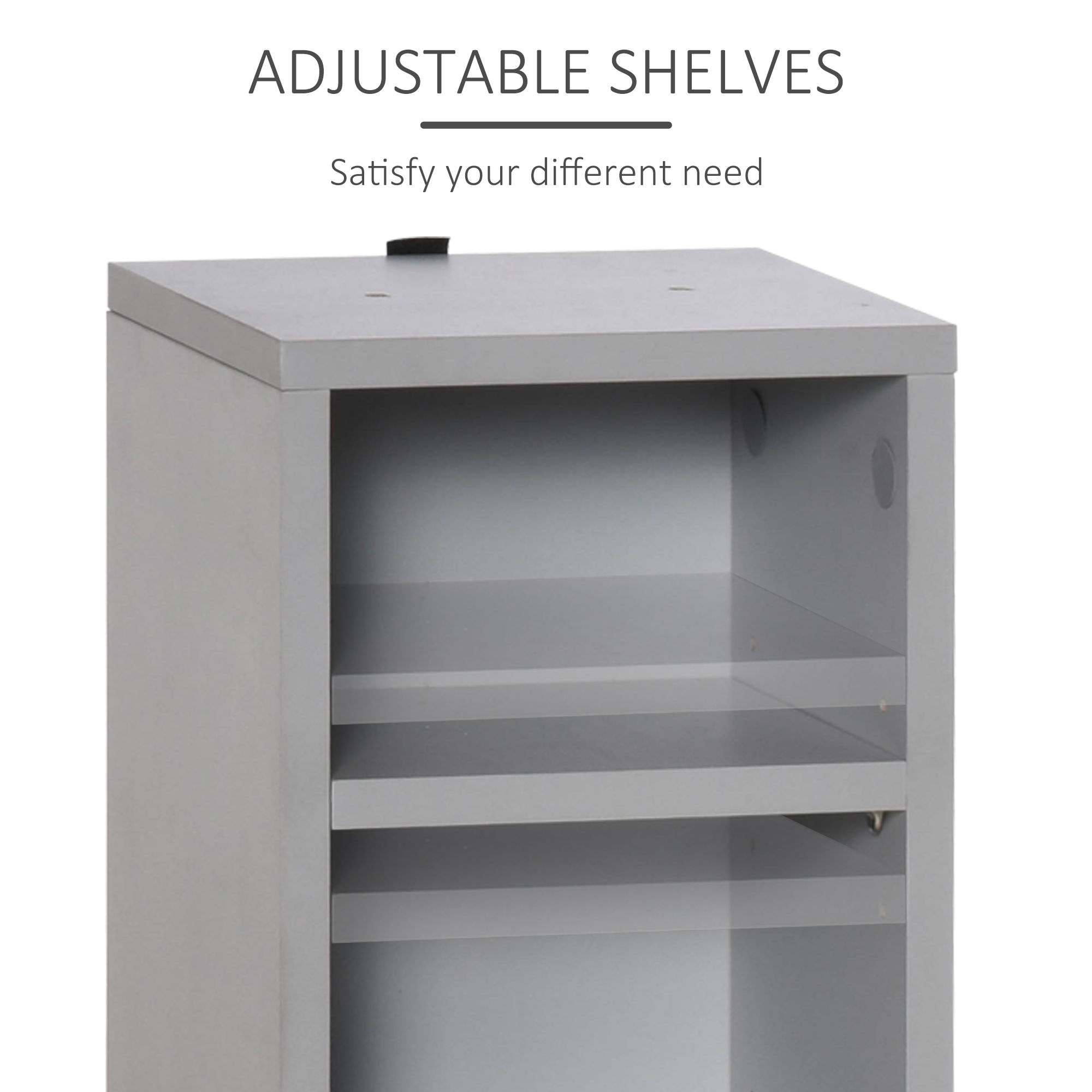 HOMCOM 204 CD Media Display Shelf Unit Set of 2 Blu-Ray Tower Rack w/ Adjustable Shelves Bookcase Storage Organiser, Grey 7