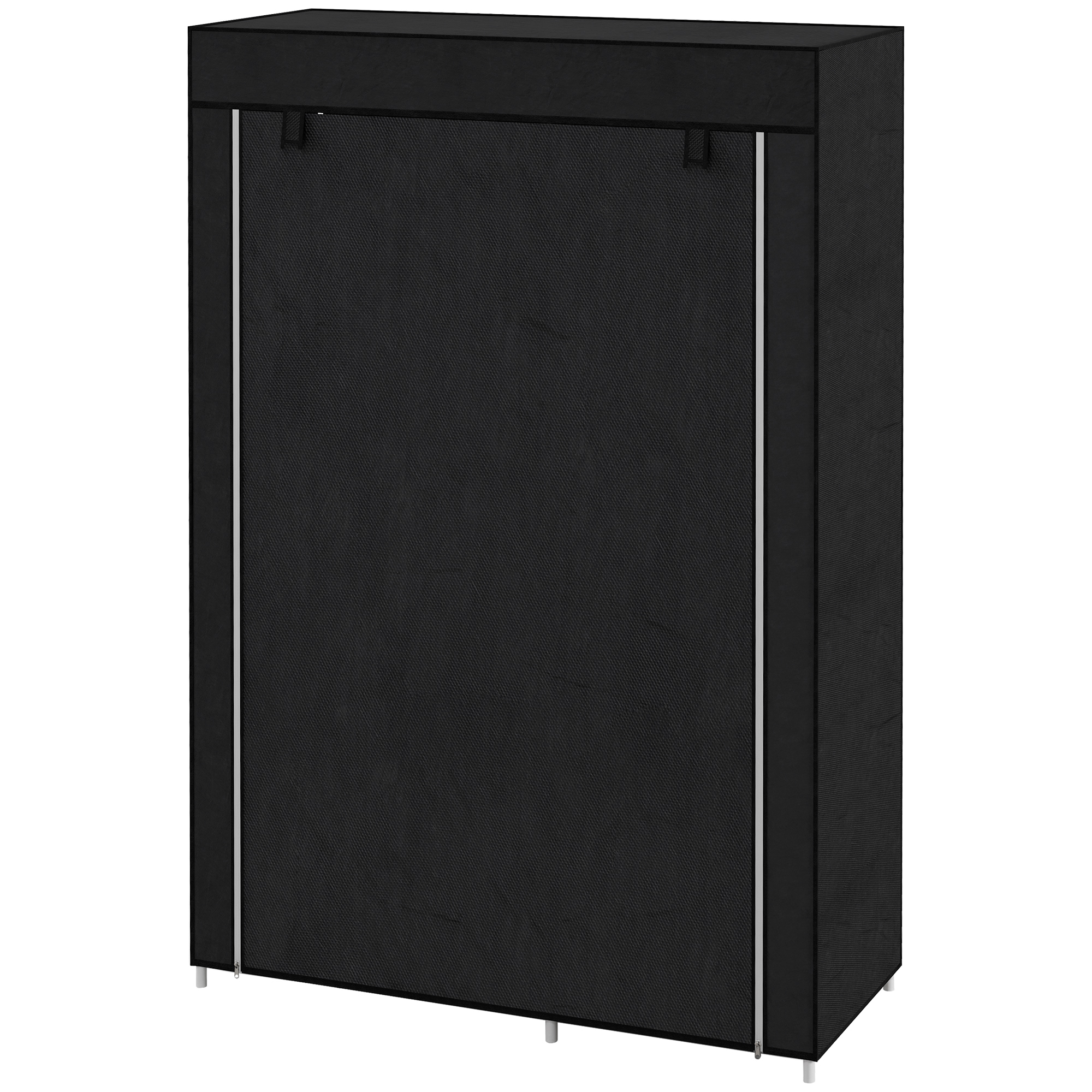 HOMCOM Armoire penderie multi-rangement - 6 étagères, 1 barre - dim. 103L x 43l x 162,5H cm - acier noir non tissé noir