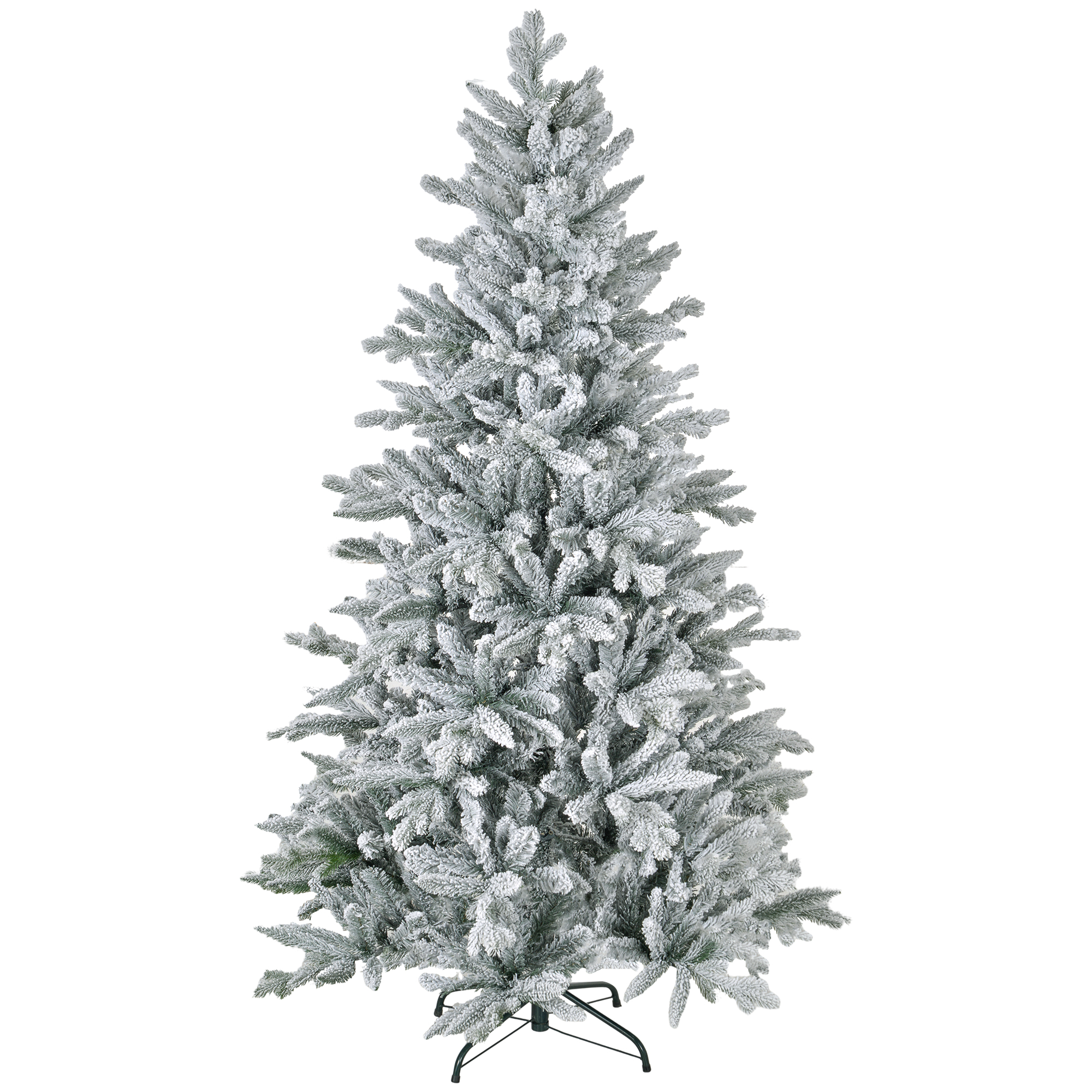 HOMCOM Künstlicher Weihnachtsbaum, 180 cm Christbaum mit 994 Spitzen, Kunstschnee, klappbar Metallständer, für Weihnachten Deko, Grün Aosom
