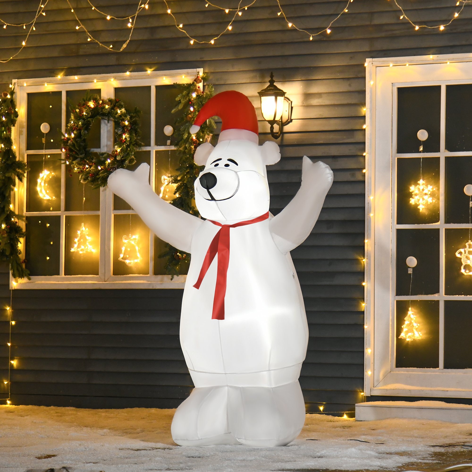 HOMCOM 6ft Tall Outdoor Inflatable Bear Airblown Projection Holiday Christmas Lawn Décor 2