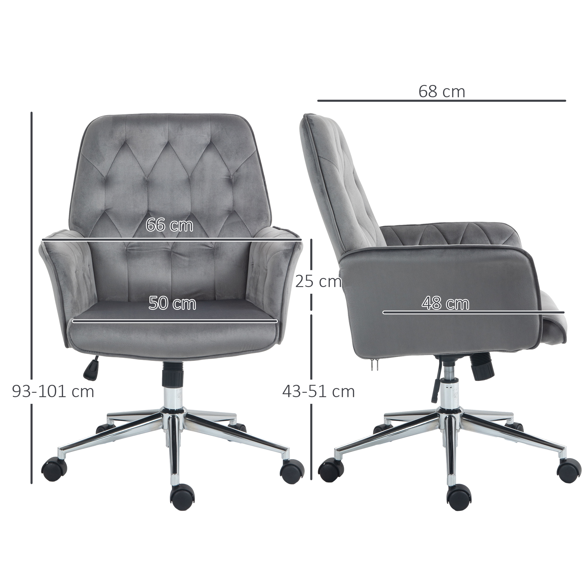 Vinsetto Linen Computer Chair with Armrest, Modern Swivel Chair with Adjustable Height, Dark Grey 3