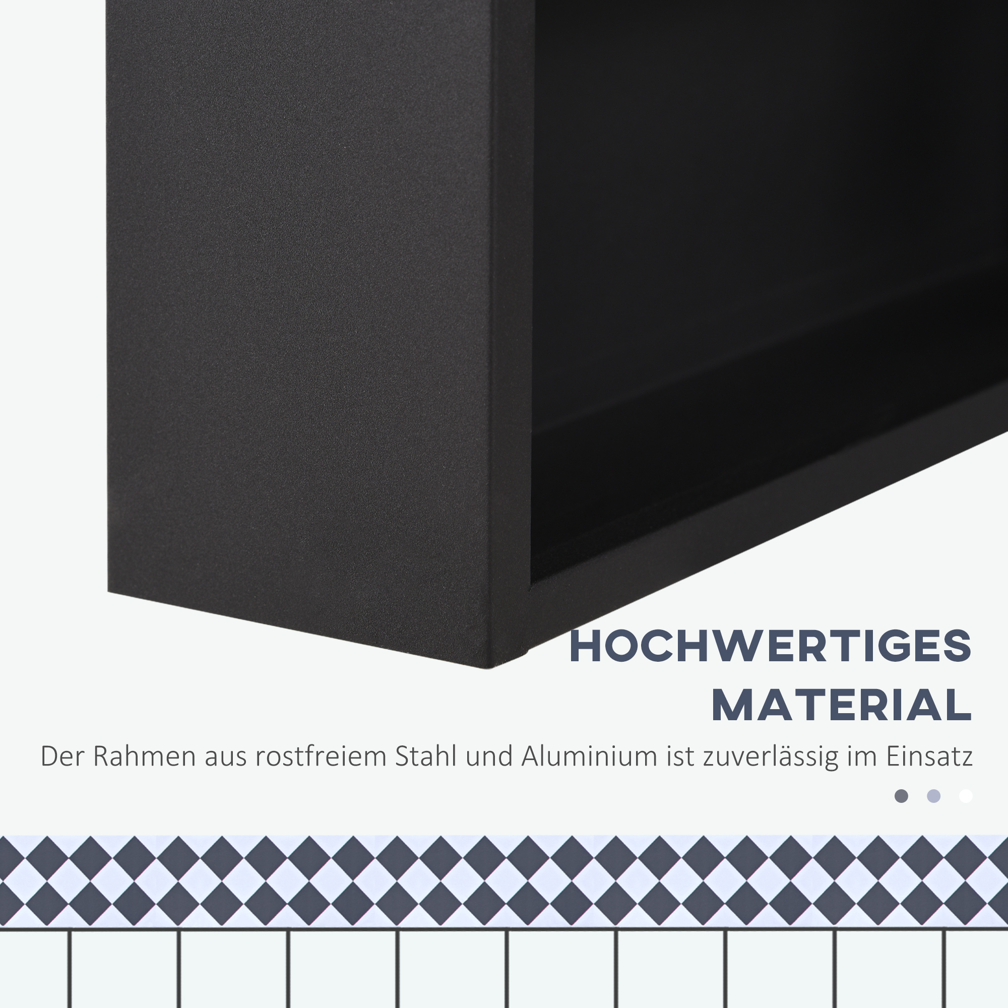 Peegelkapp, 3 riiulit, pehmed hinged, terasest korpus, must, 40 x 15 x 60 cm