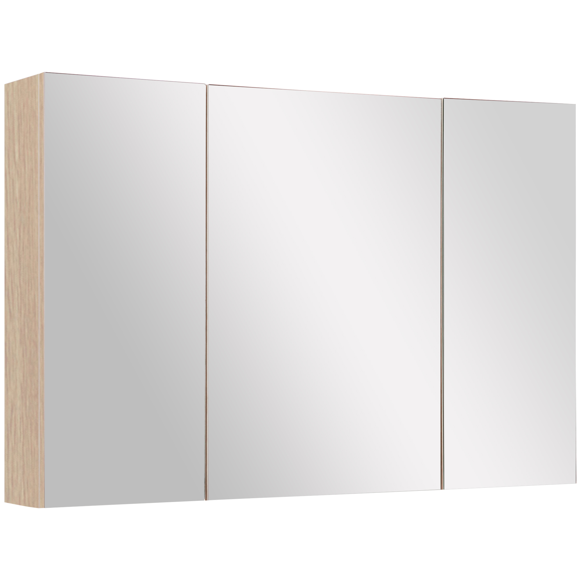 kleankin Armario de Baño con Espejo 3 Puertas Estantes Ajustables Estilo Moderno 90x60x13.5 cm Roble | Aosom España