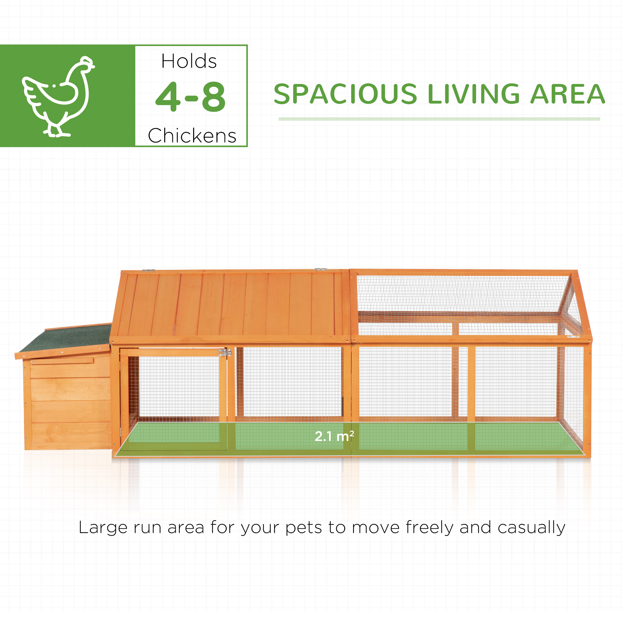 PawHut Wooden Chicken Coop with Nesting Box, Openable Roof, for 4-8 Chickens 4